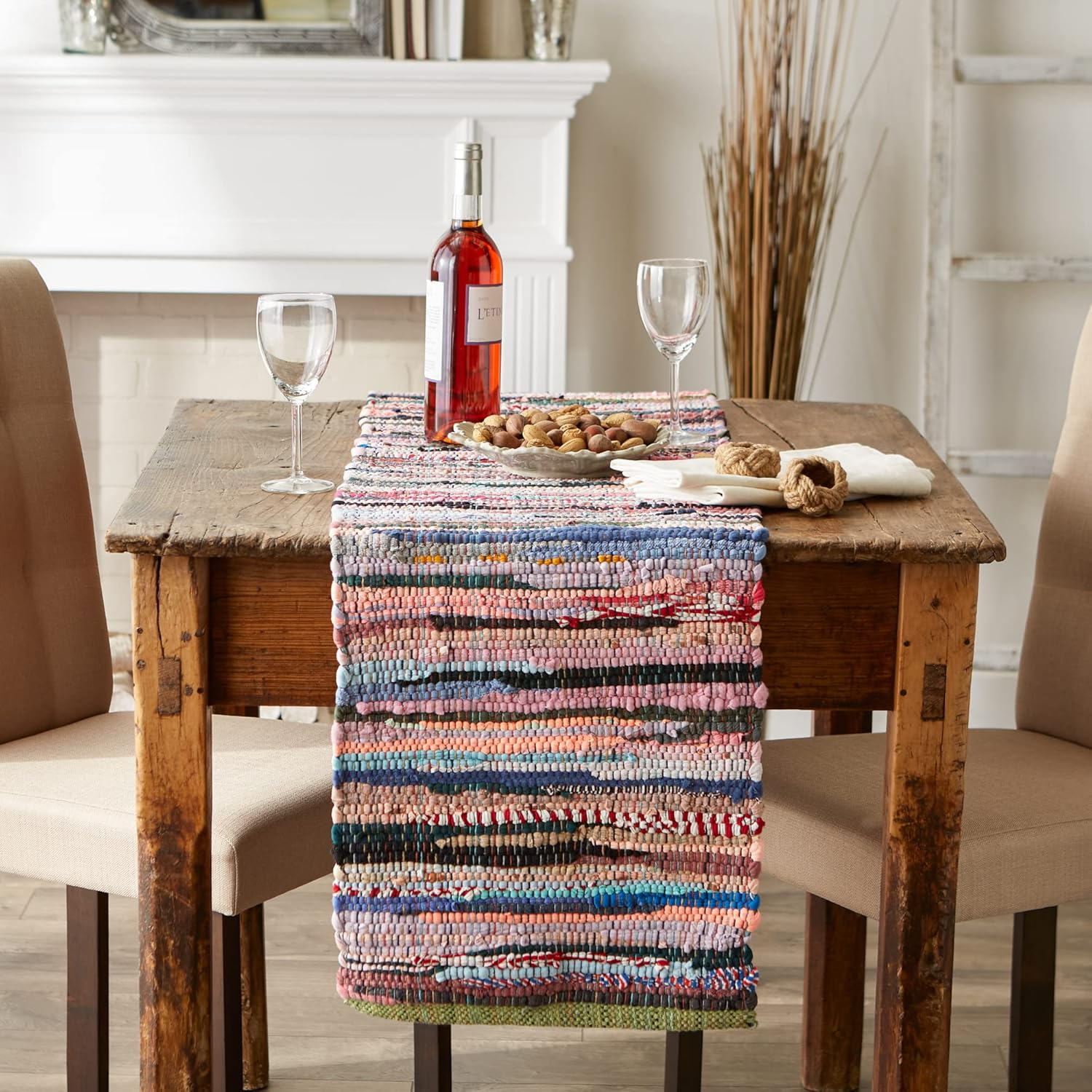 DII 100% Cotton, Everyday Machine Washable Chindi Rag Table Runner, 14 X 72, Multi Color - Multi image number 3
