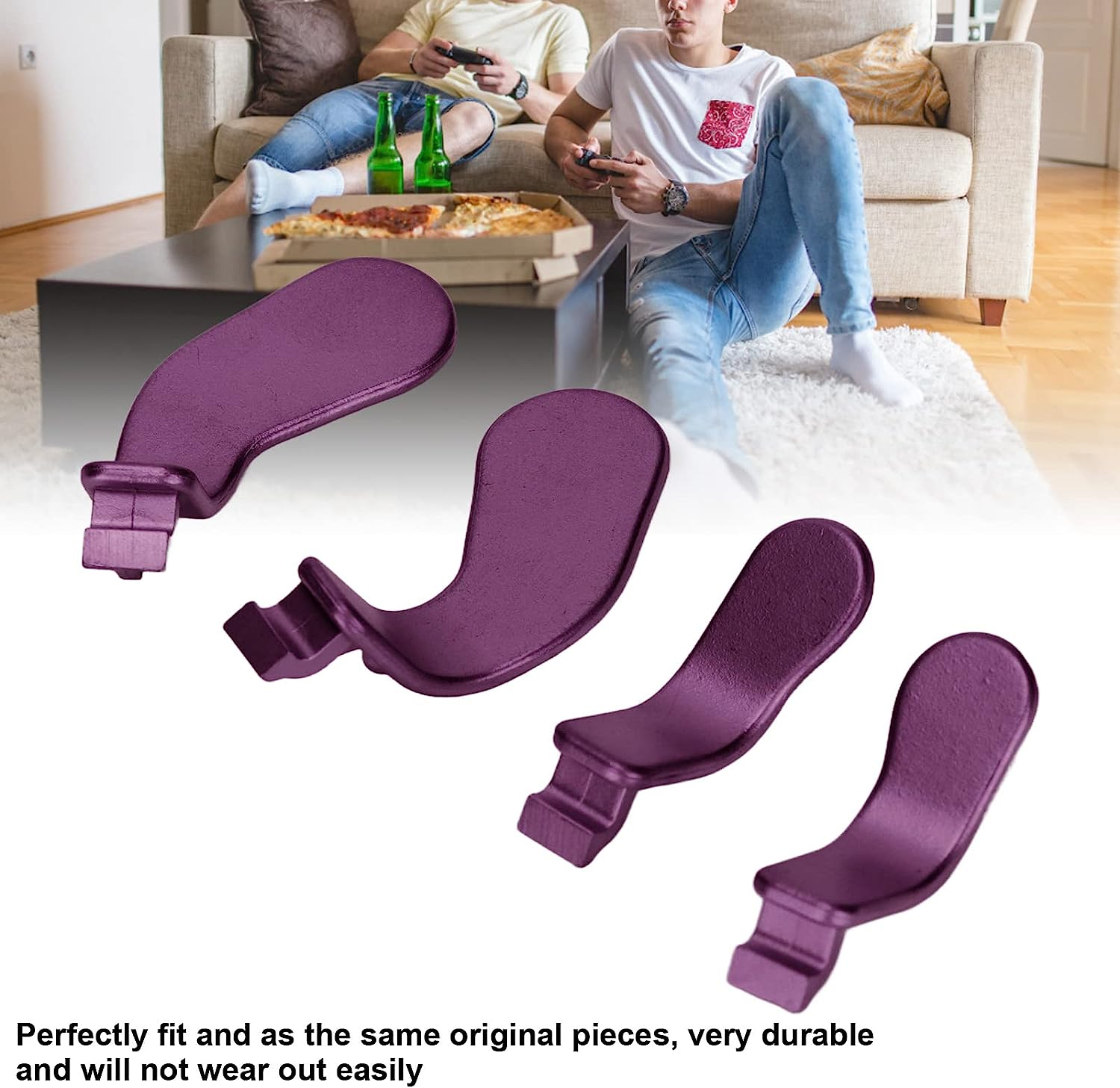4PCS Controller Paddles, Metal Stainless Steel Replacement Parts Game Controller Interchangeable Paddles for Xboxone Elite Controller Series 2 Model 1797, Black, Gold, Purple (Purple) image number 5