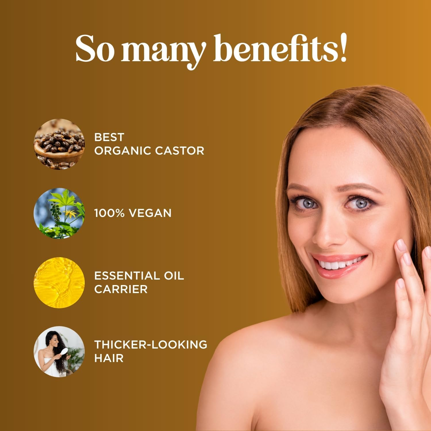 Organic Castor Oil for Hair Growth - USDA Organic Castor Oil for Eyelashes and Eyebrows - Extra Virgin Hexane Free Organic Hair Oil for Dry Damaged Hair - Carrier Oil for Essential Oils Mixing image number 4