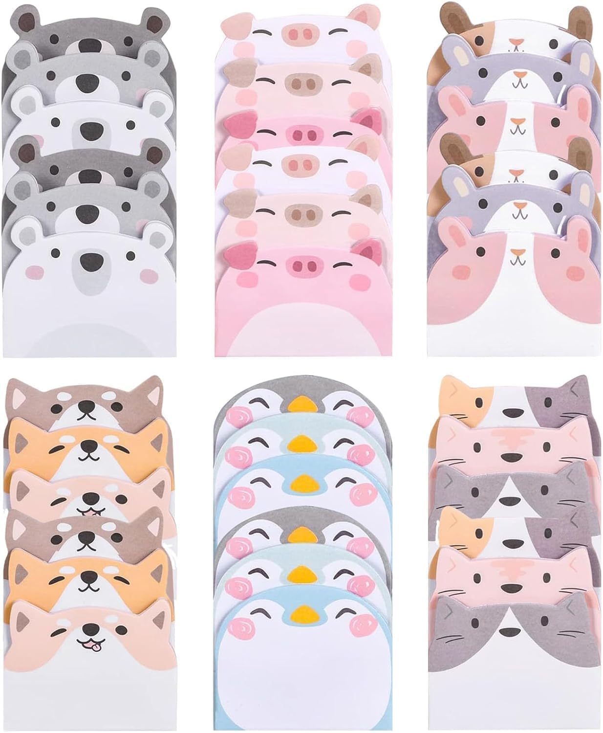 12 Pack Cute Sticky Notes, Cartoon Sticky Notes Animals Shape Markers Flags Self-Stick Memo Pads Students Home Office Roommates Gifts Tab Supplies 540 Sheets