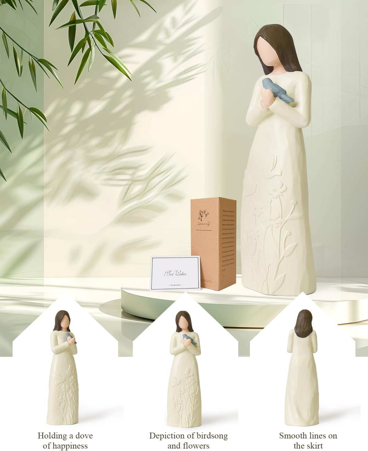 Sympathy Gifts for Loss of Loved One, Memorial & Bereavement Gift, Guardian Figurines with Dove, Grief Gifts for Blue Bird Lover, Women, Friend, Coworker image number 4