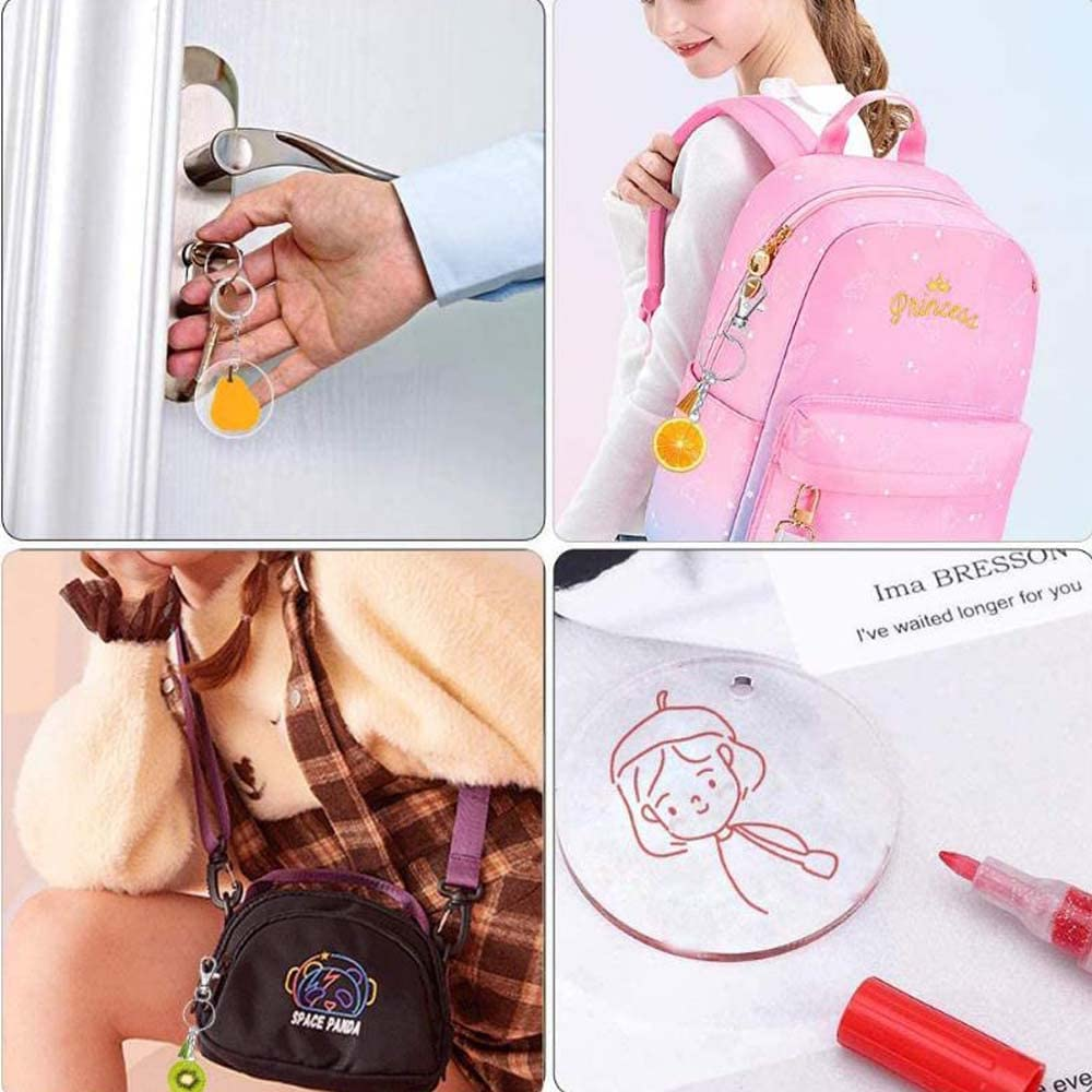 90Pcs Acrylic Discs Clear Heart Keychain Blanks Charms and Colourful Tassel Key Rings for DIY Crafts Jewelry Making image number 2