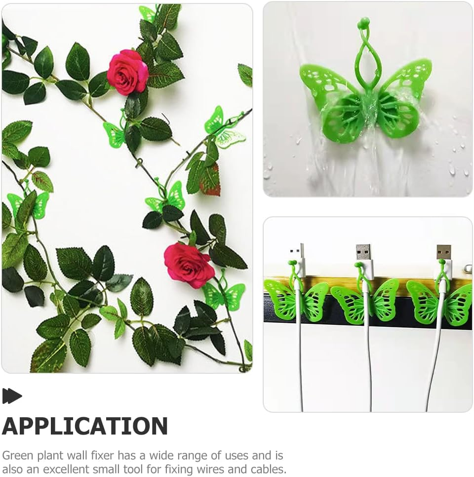 BESPORTBLE 20Pcs Green Self Adhesive Plant Clips for Climbing Plants Garden Support Hooks Fixers for Indoor and Outdoor Use Ideal for Vines and Stems image number 2