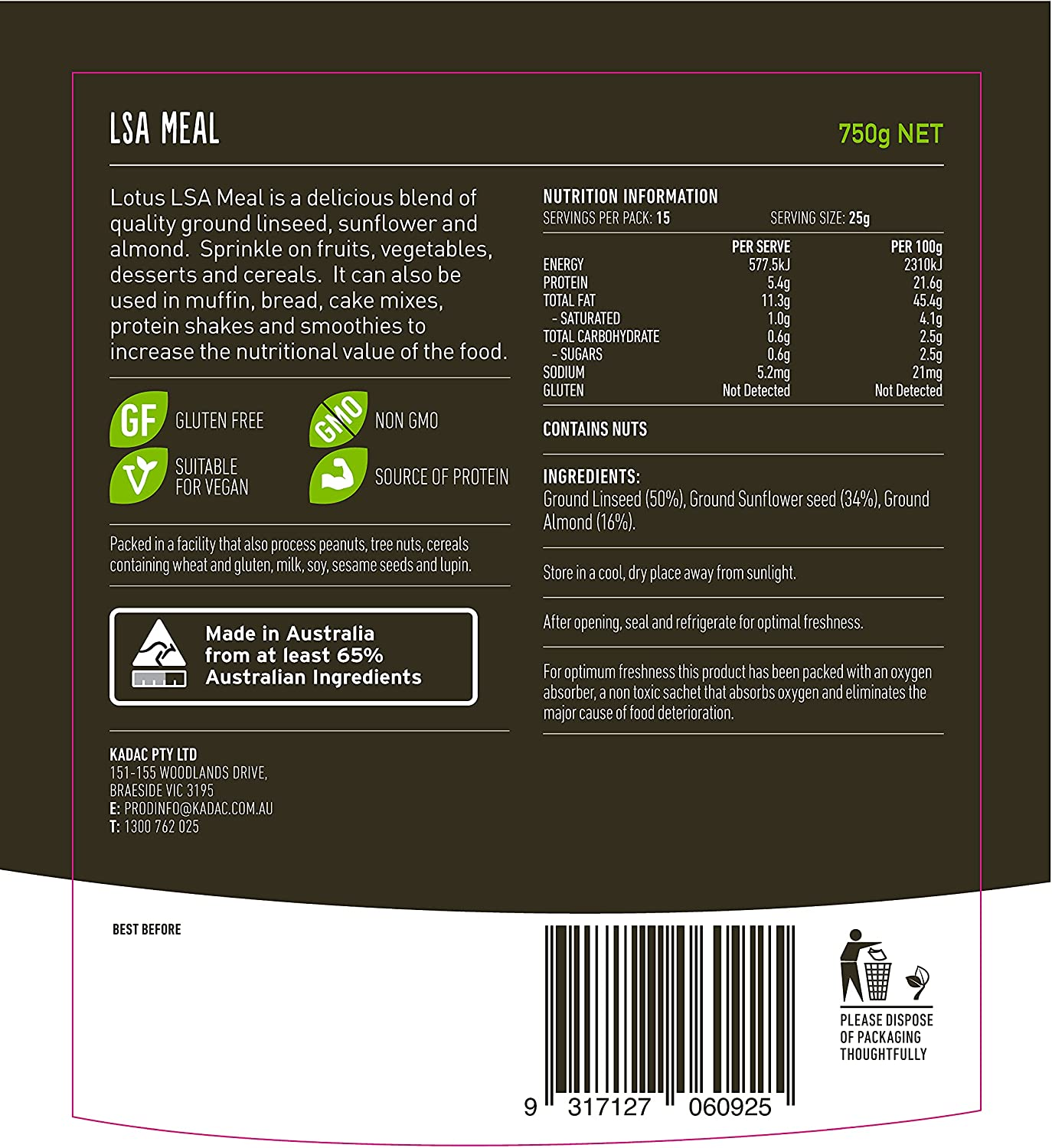 Lotus LSA Meal, 750 G image number 1