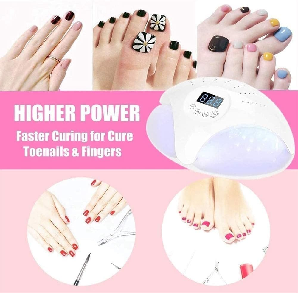LED Nail Lamp,Nail Dryer, UV Nail Lamp with 4 Timers Settings for Two Hands, Automatic Sensor for Portable Handle Gel Nail UV Light(Pink) - White image number 4