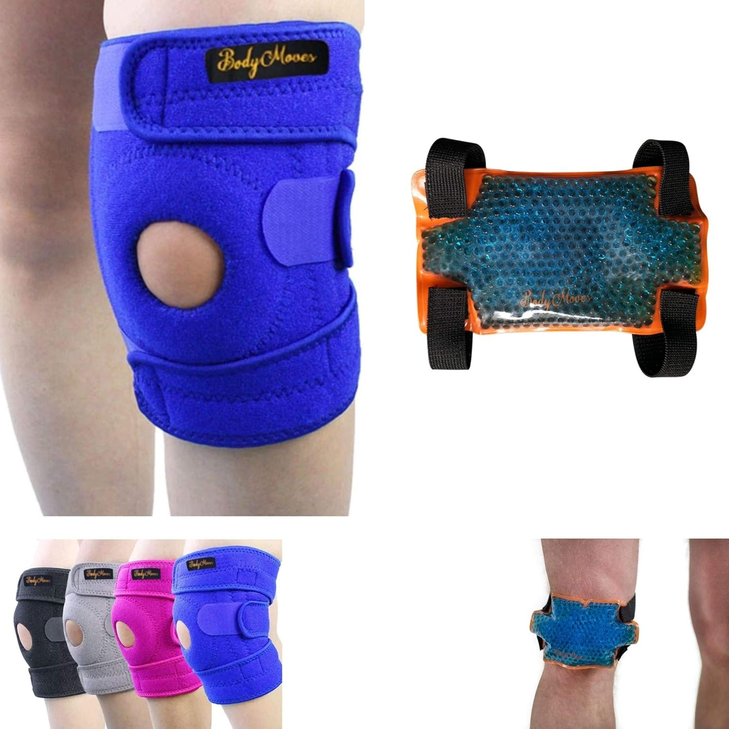 Bodymoves Kid'S Knee Brace Support plus Hot and Cold Ice Gel Pack for Stabilizing Patella Meniscus Tear Ligament Injury Prevention