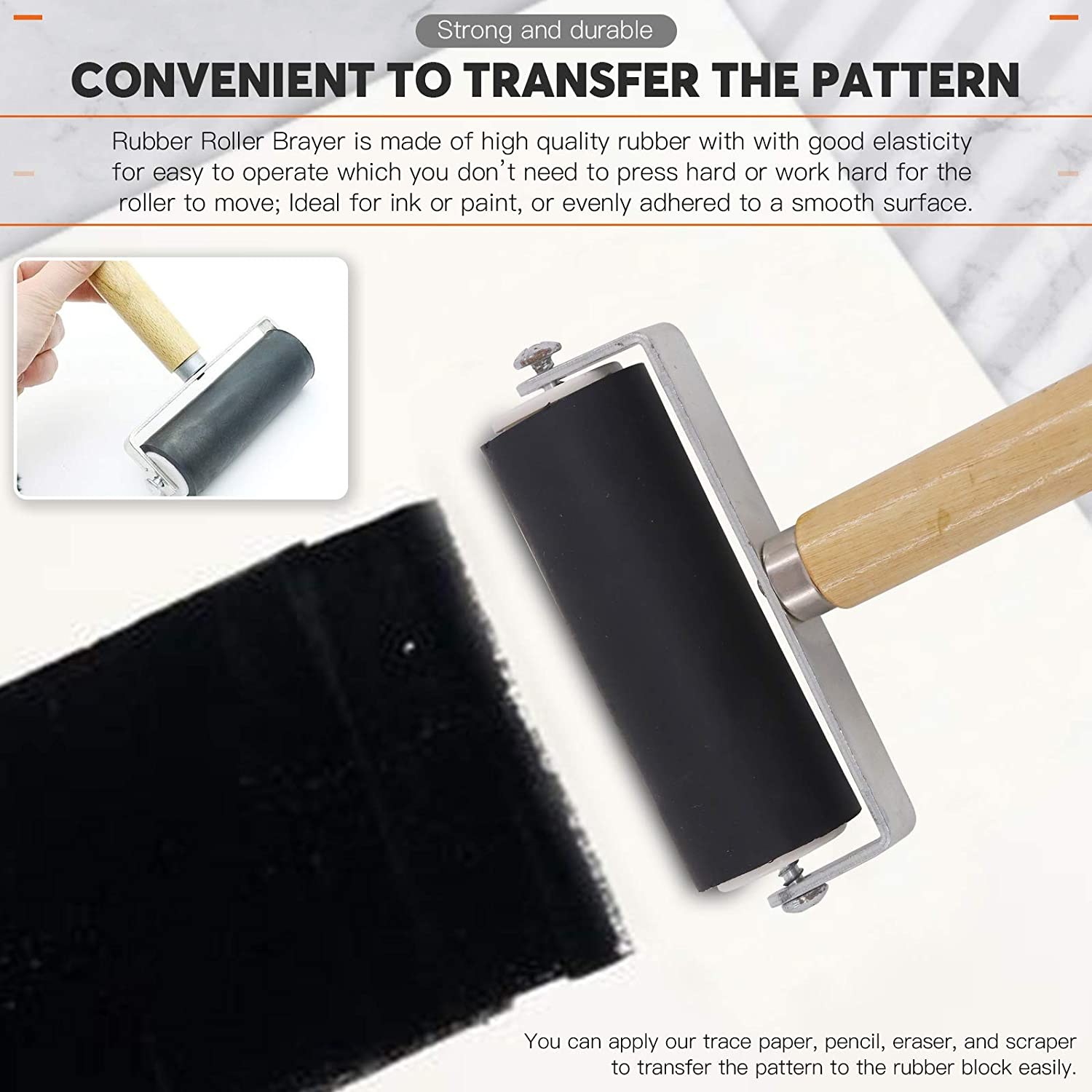 42Pcs Rubber Stamp Making Kit, Printing Starter Tool Kit with Carving Knives,Rubber Carving Blocks,Ink Brayer Roller,Tracing Paper and More for Printmaking, Sculpting, Stamping image number 1