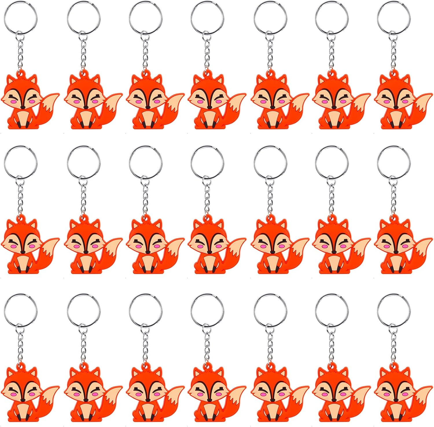 Imagitek 24 Pack Fox Keychains - Woodland Animal Keychains for Themed Party Favors, Kids Birthday Party Bag Fillers, Baby Shower Favors, School Carnival Rewards image number 1