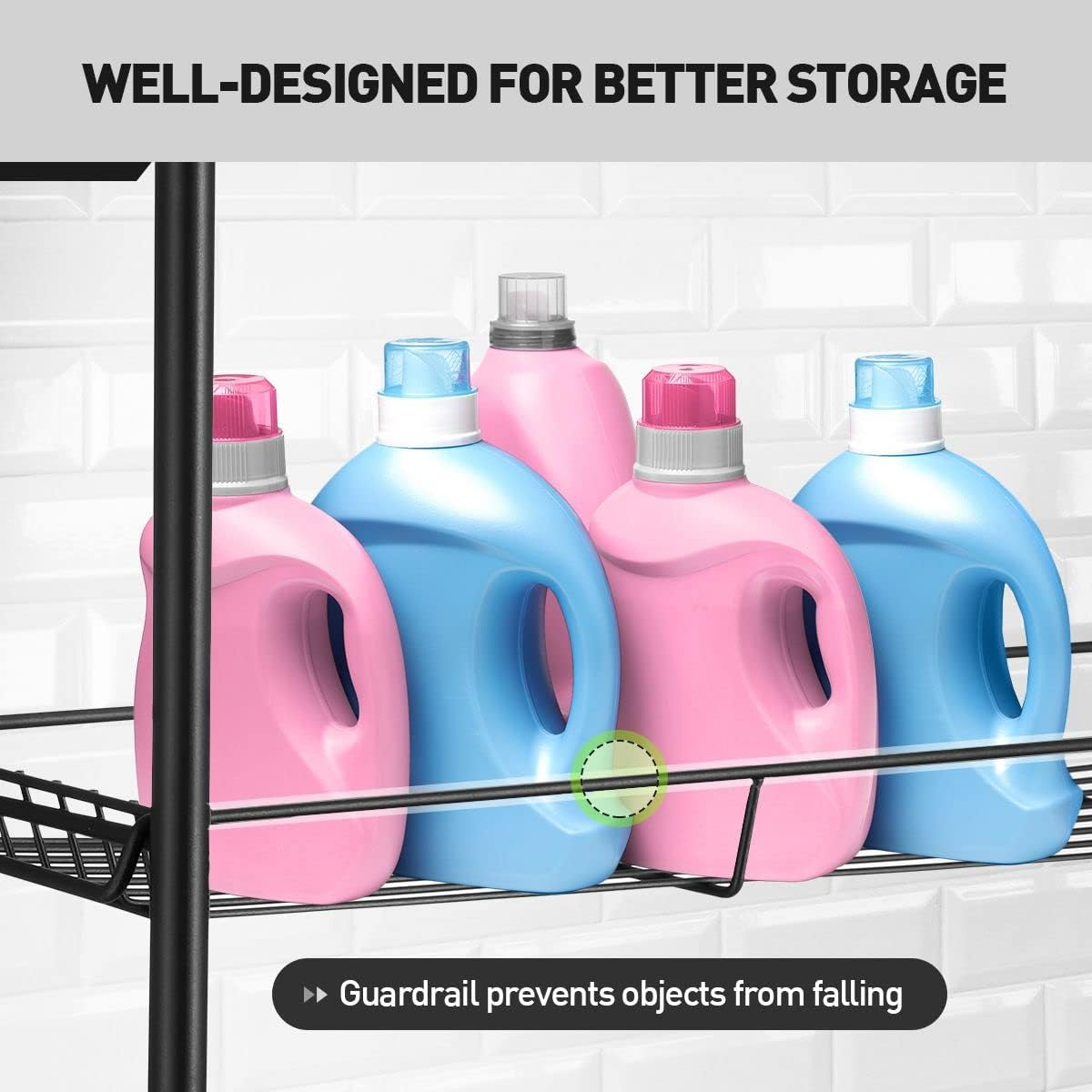 3-Tier over Toilet Washing Machine Shelf Steel Freestanding Bathroom Rack Laundry Shelf Storage Organizer image number 6