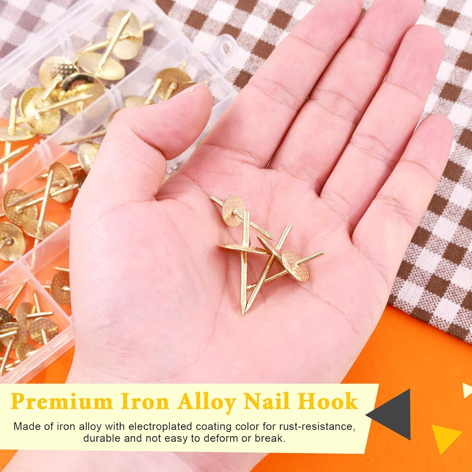 80 Pcs Assorted One Step Hangers Set with 10/20/40/60 Lbs Quick Picture Hangers, Iron Alloy Nail Hooks Photo Frame Hangers Professional Plaster Picture Hanging Kit on Wooden/Drywall image number 6