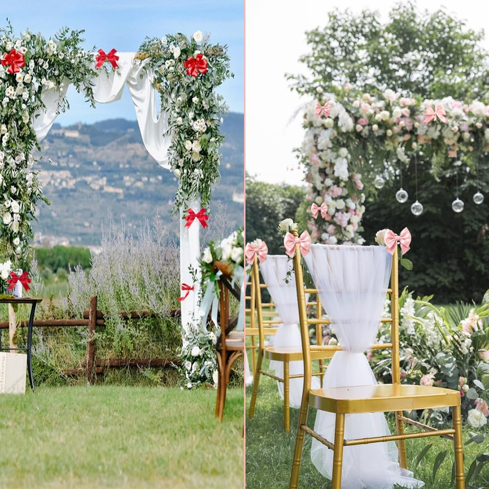 2 PCS Ribbon for Gift Wrapping, AIFUDA Satin Ribbon 100 Yards 1.57Inch Pink Ribbon 100 Yards 0.79Inch Red Ribbon for Flower Bouquet Wedding Party Decoration image number 6