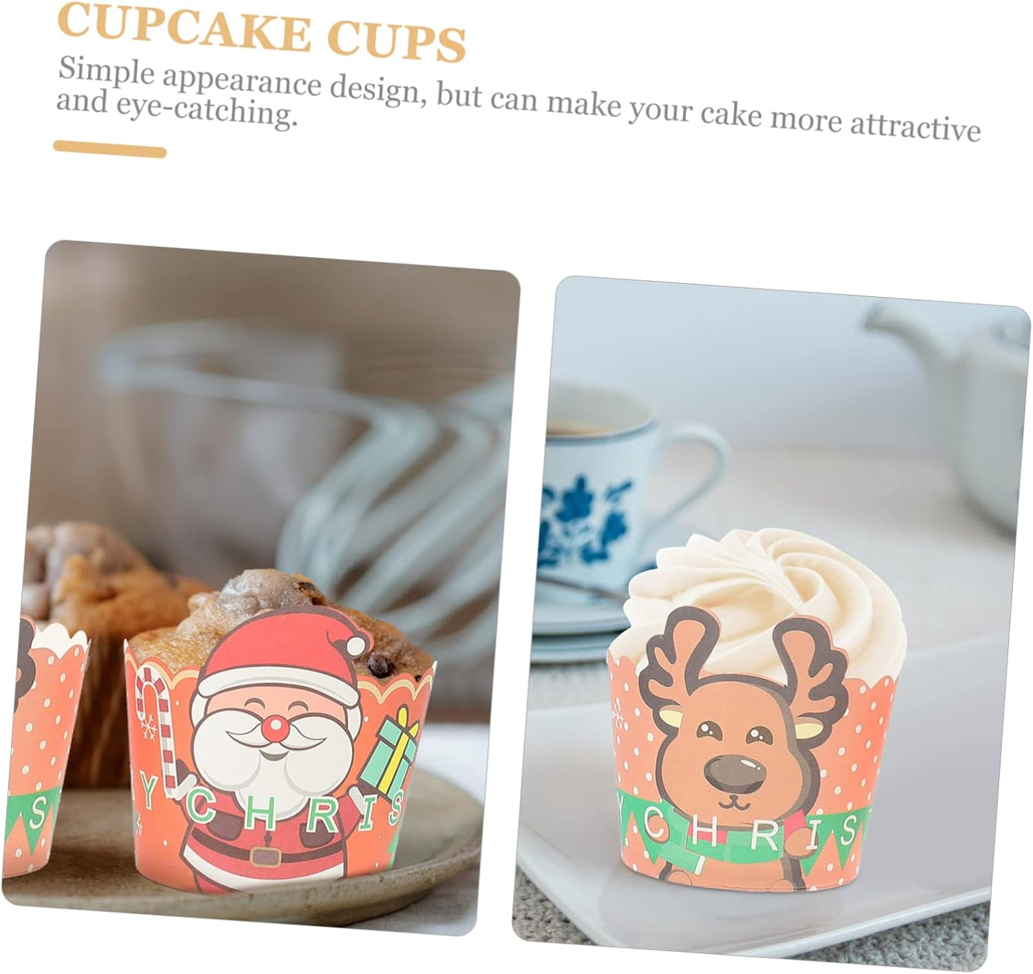 KOMBIUDA 150Pcs Christmas Cake Cups Heat-Resistant Muffin Cups for Baking Decorative Cake Holders for Holiday Parties and Celebrations Random Color image number 3