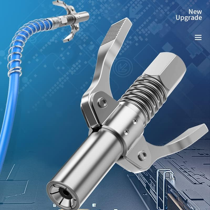 AIMALL Grease Gun Coupler, Heavy-Duty Quick Lock Double Handle Leak-Free Grease Coupler Tool, 10000 PSI Quick Lock & Release Grease Coupler with Spring Flex Hose image number 6