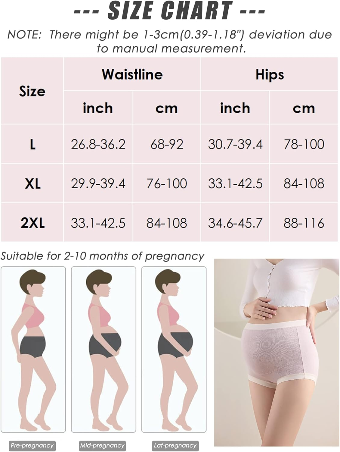 KEOYA Women'S over Bump High Waisted Maternity Underwear Cotton Stretch Pregnancy Panties Full Coverage Soft Briefs 3 Pack image number 3