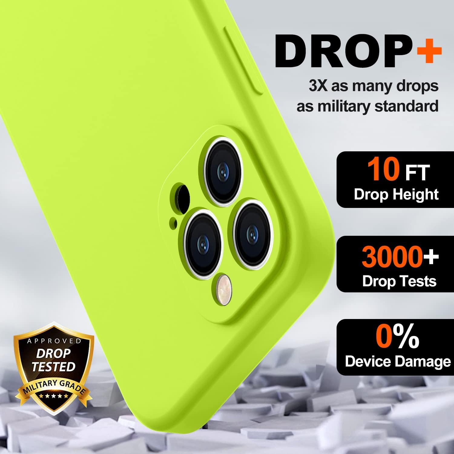Bosskiss Compatible with Iphone 14 Pro Max Case 6.7 Inch, Premium Liquid Silicone Case [Velvety Touch] [2 Pcs 9H Tempered Glass Screen Protector], Camera All-Round Protection Case, Fluorescent Green