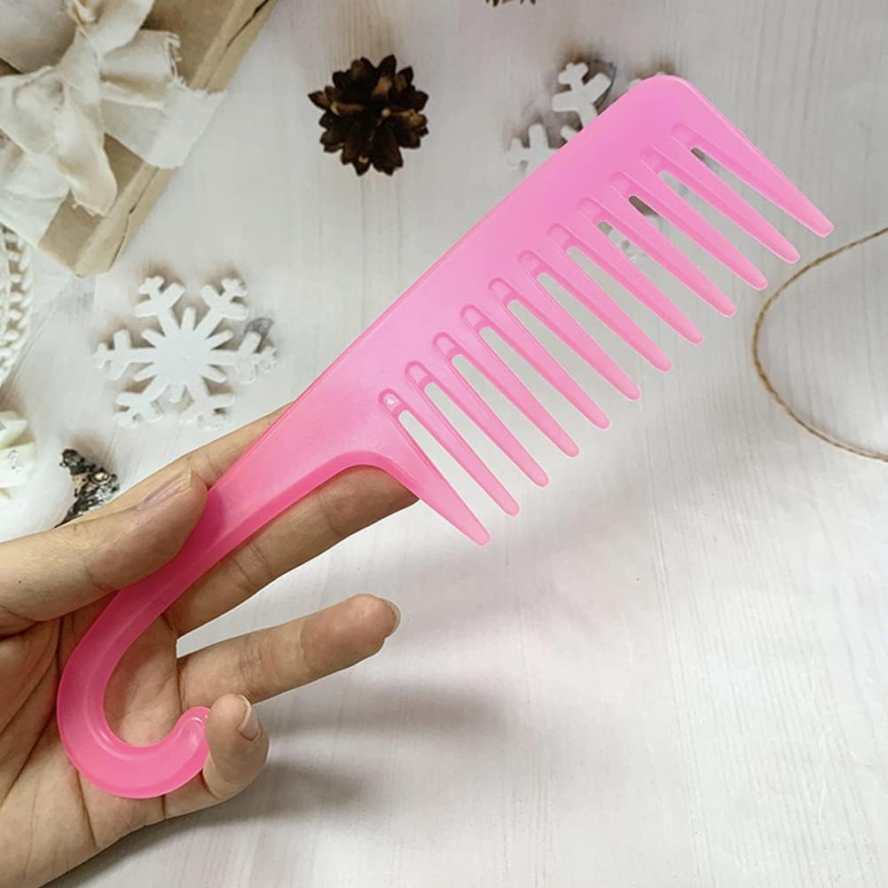 2 PCS Wide Tooth Comb, Detangling Comb, Shower Comb with Hook,Hair Comb Brush for Women Curly/Wet/Dry/Long/Thick Hair. (Pink) image number 5