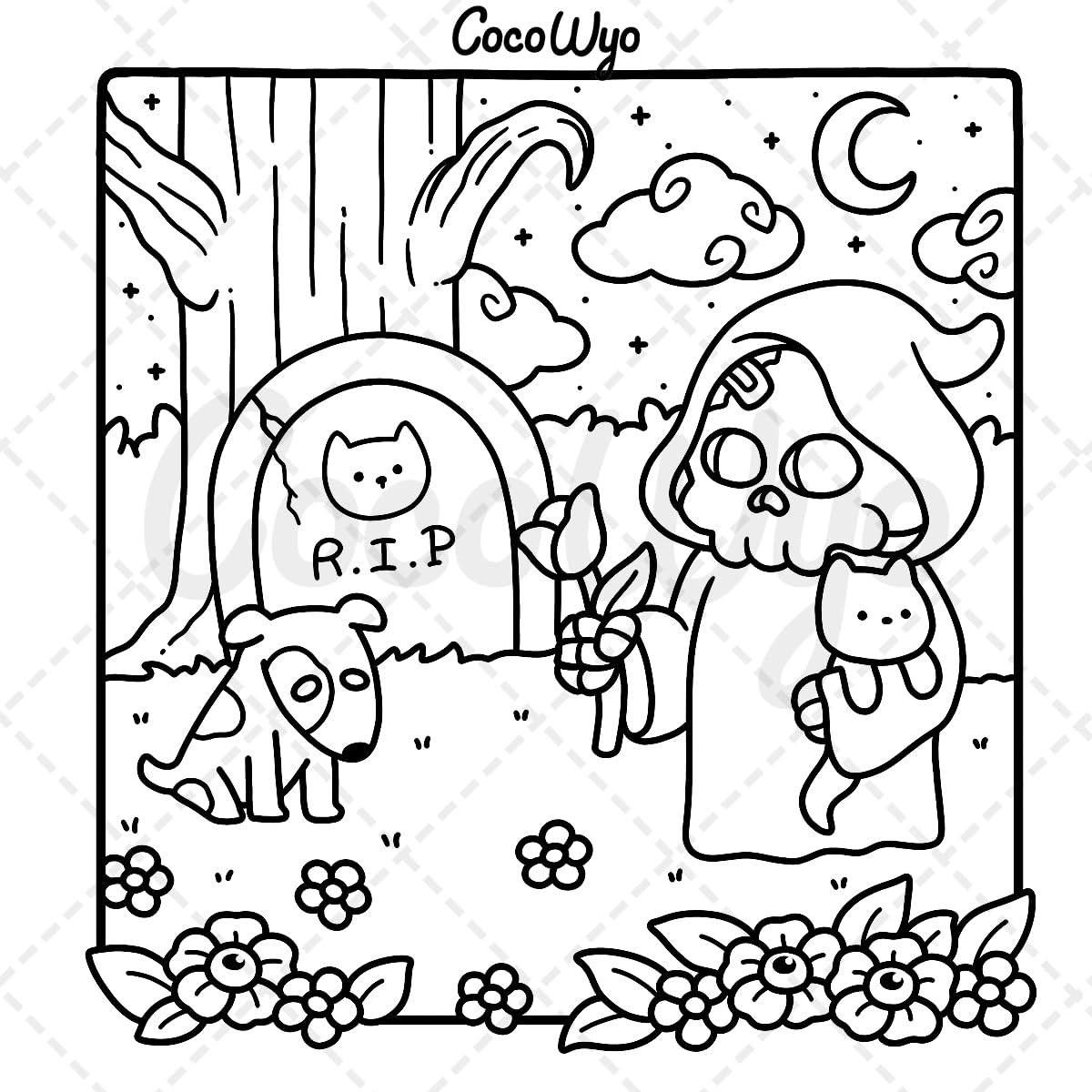 Spooky Cutie: Coloring Book for Adults and Teens Featuring Adorable Creepy Creatures in Cozy Hygge Moments for Relaxation image number 2