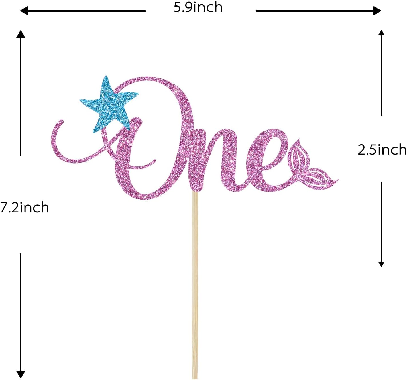 Mermaid One Cake Topper, Baby Girl 1St Birthday Decorations, under the Sea, Mermaid Themed Baby Shower First Birthday Party Decorations, Pink Glitter image number 3