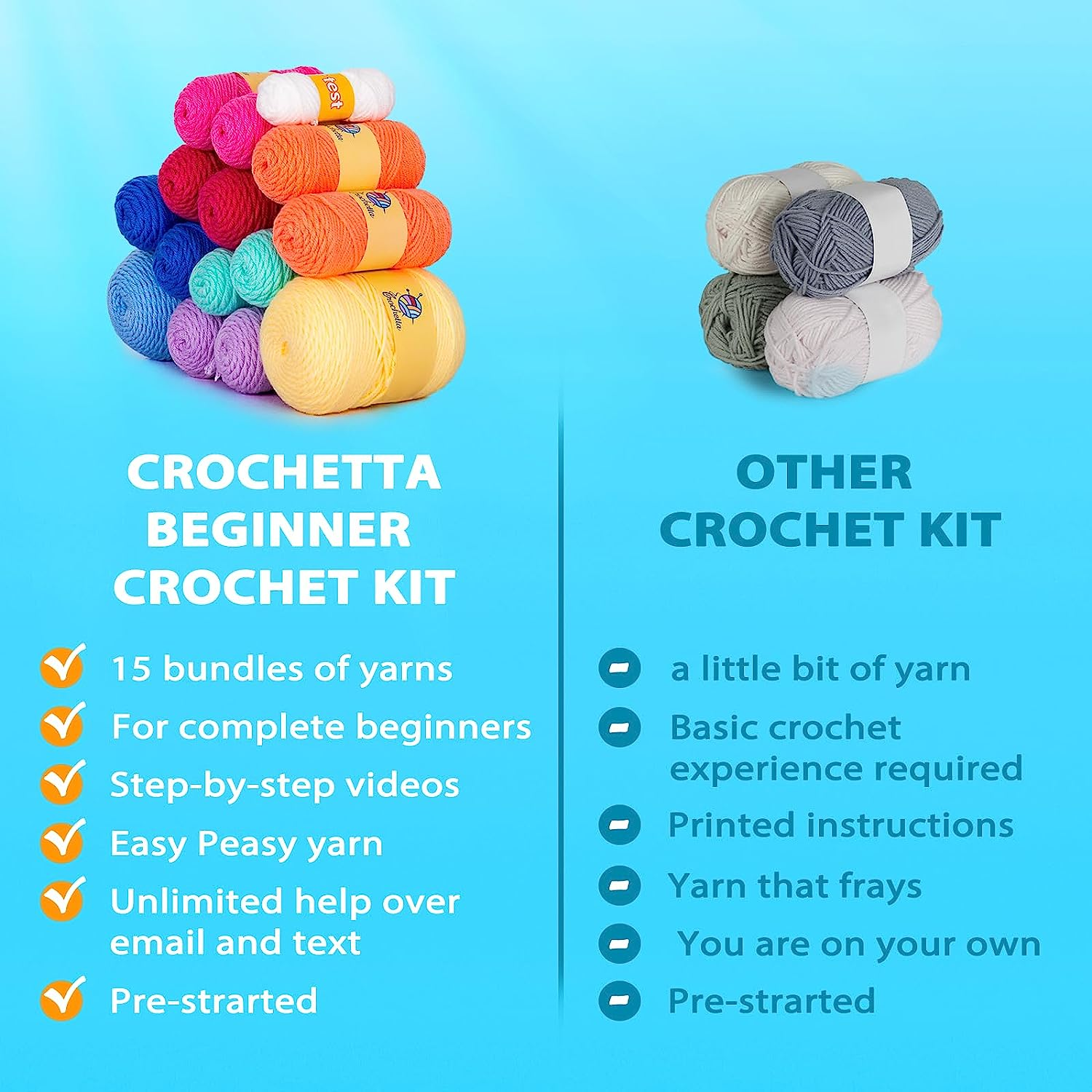 Crochetta Crochet Kit for Beginners, Crochet Kit Step-By-Step Video Tutorials, Crochet Starter Kit Learn to Crochet Kits for Adults Kids Beginners, Jumbo 3 Colorful Octopus Familly (40%+ Yarn Content) - Clear image number 2