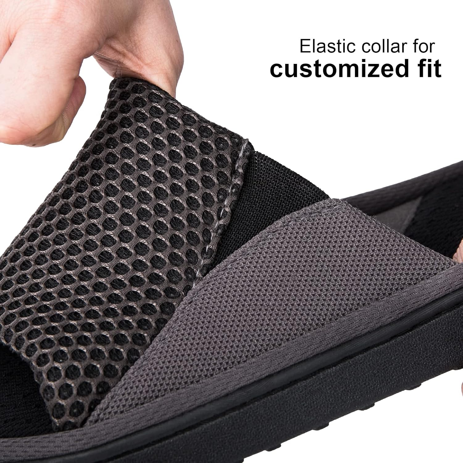 Longbay Men'S Comfy Memory Foam Slide Slippers Breathable Mesh Cloth House Shoes image number 2