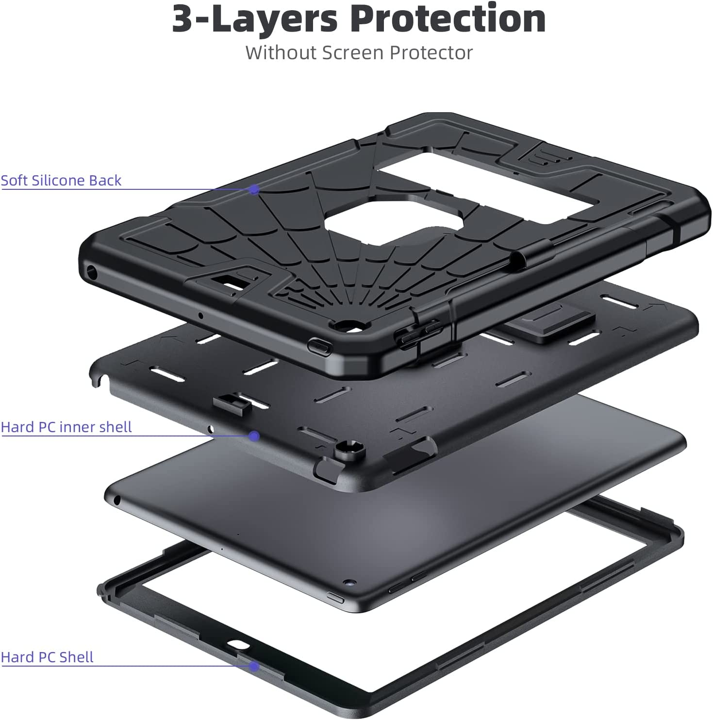 Herize Ipad 6Th Generation Cases Cover for Kids | Ipad 5Th Generation Case 9.7 Inch W/Pencil Holder Ipad 9.7 Case W/Stand for Boys Girls | Heavy Duty Rugged Ipad Case 6Th/5Th 2018/2017 image number 7