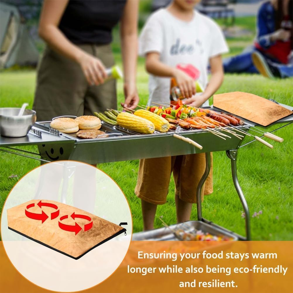 Retro Yellow BBQ Blanket for Resting Meat, Reusable Meat Insulated Resting Bag, Smoker Grilling Meat Insulation Bag, Outdoor BBQ Resting Blanket (Color: Retro Yellow) image number 3