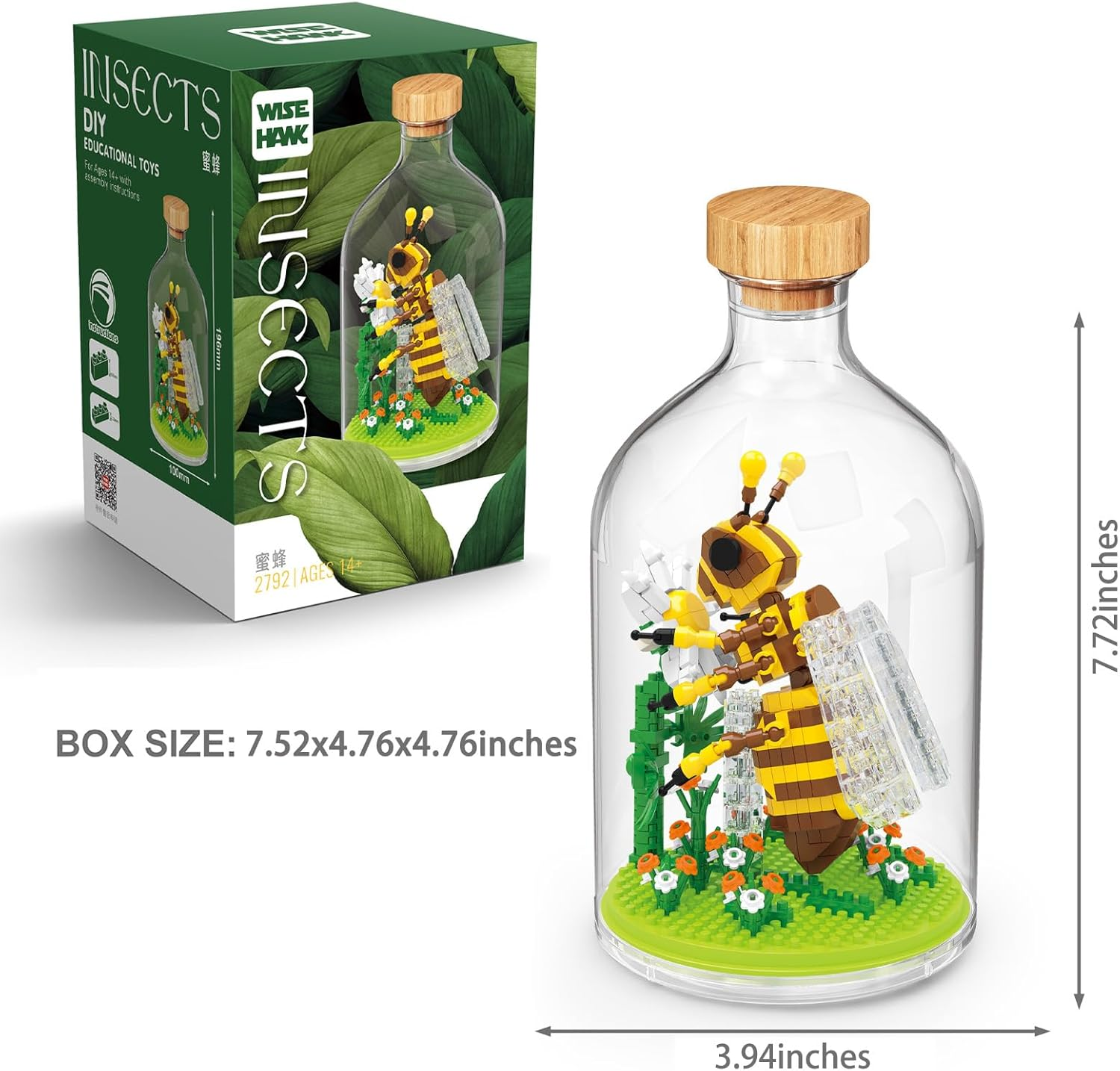 Bee Insect Building Set with Plastic Bottles, Botanical Collection for Nature Lover, Creative Gifts for Woman Kids Age 8+ on Birthday Mother'S Day(384 Pcs) image number 3