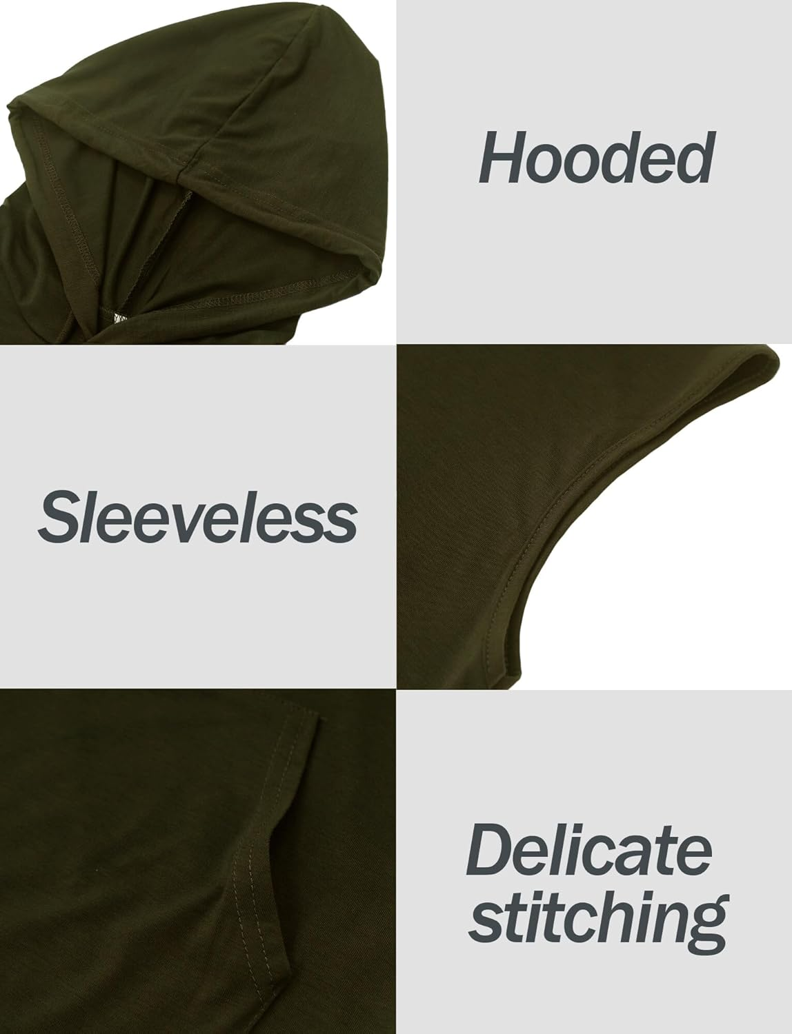 FEOYA Men'S Hooded Tank Tops Sleeveless T-Shirts Gym Vests Top Breathable Quick Dry for Workout Running Bodybuilding Athletic Sport Shirts Drawstring Sweatshirt with Pockets