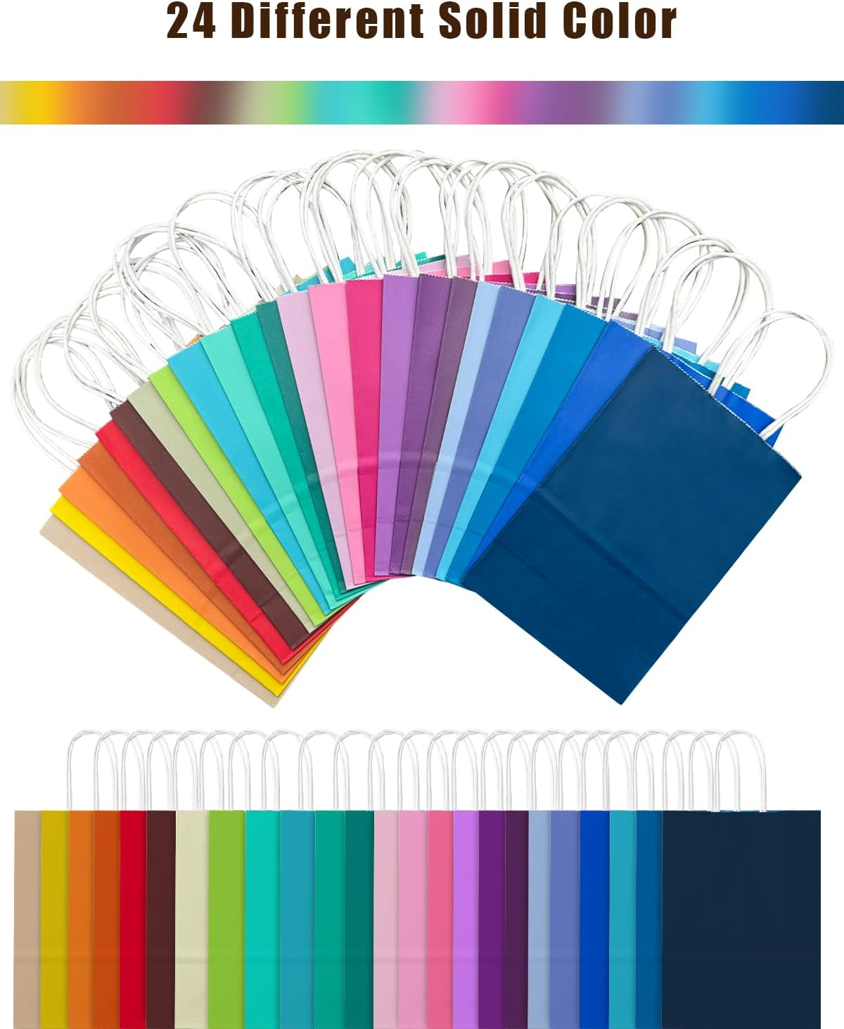 Qiqee 24PCS Medium Size 27X12X20Cm with Handles Bulk Gift Bags 24 Different Senior Color Bags Multiple Uses (8X5X11Inch, Medium Size) image number 4