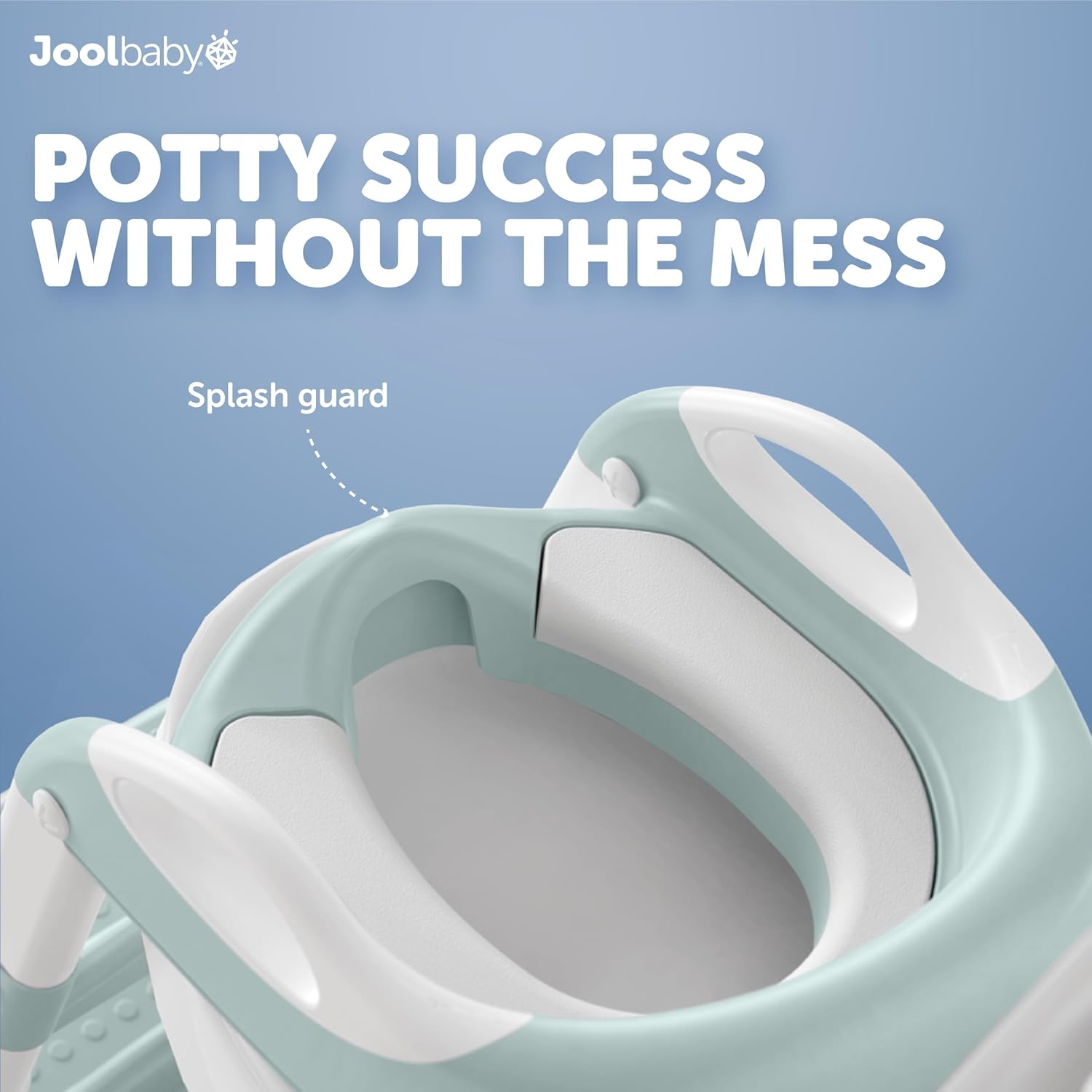 Jool Baby Potty Training Seat with 2 Step Ladder for Toddlers - Soft Cushioned Seat & Splash Guard, Adjustable Height (Aqua) image number 6