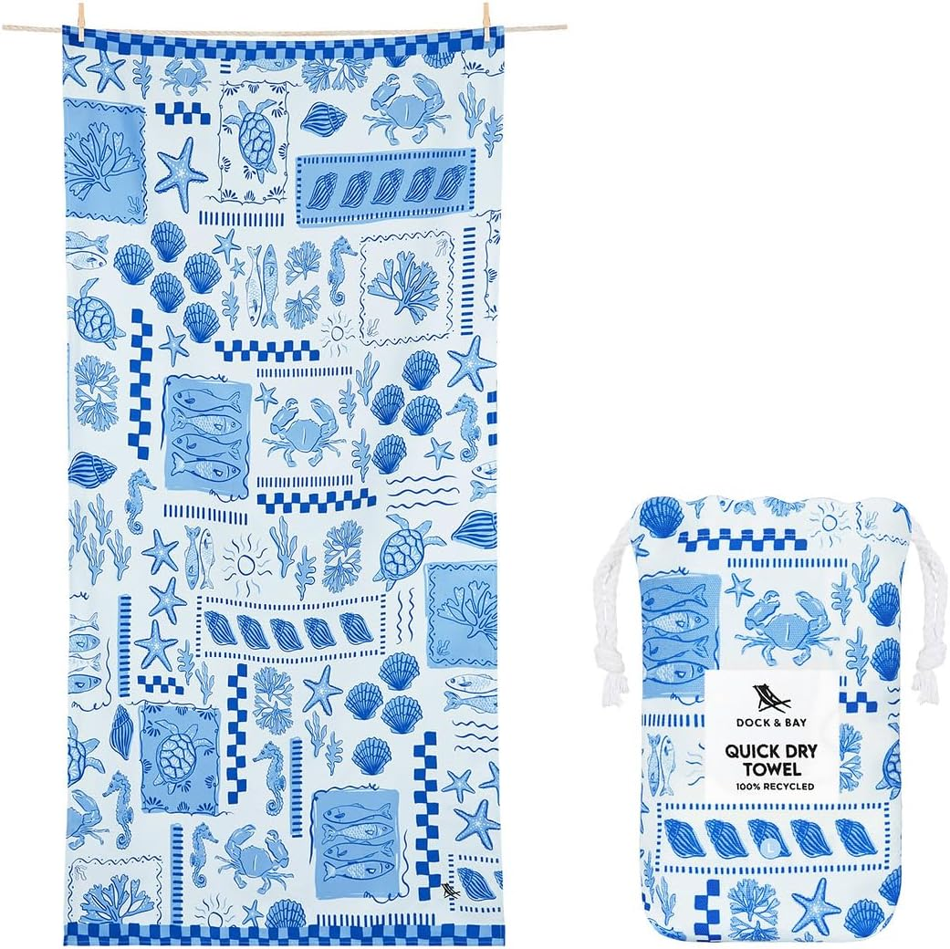Dock & Bay Beach Towel - Quick Dry, Sand Free - Compact, Lightweight - 100% Recycled - Includes Bag - Grecian Shores - Extra Large (200X90Cm, 78X35) image number 5