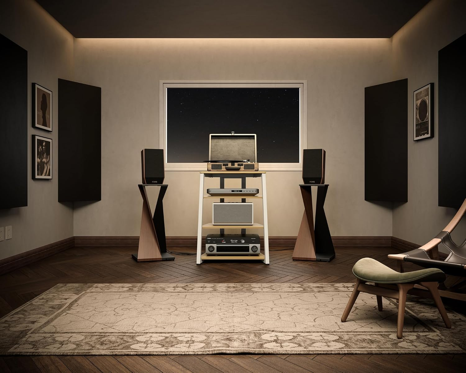 FITUEYES Design Modern Wooden Media Stand - 4-Tier Adjustable Corner Shelf for Gaming Setup (Ps5/Xbox), Sturdy Audio Tower & TV Component Organizer, (White Oak) image number 4