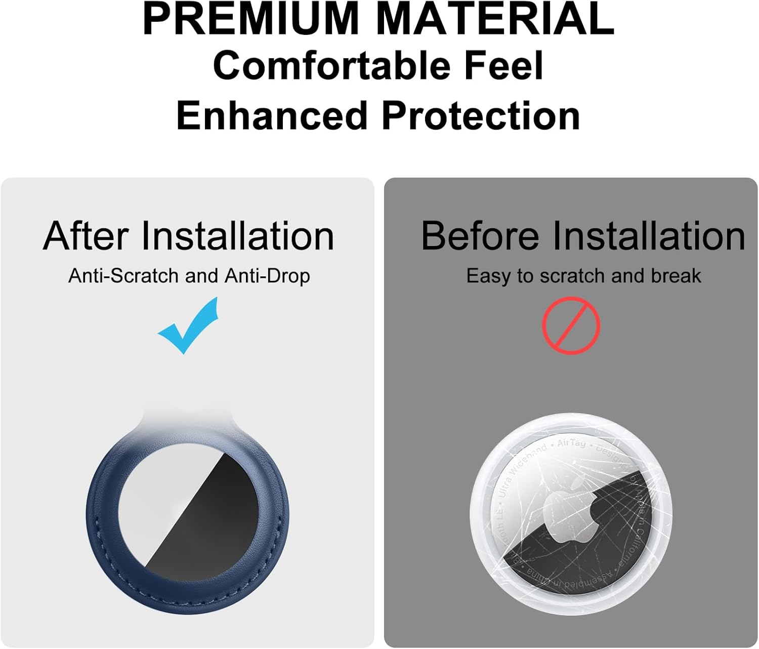 [4 Pack] Leather Air Tag Cases Keychain Air Tag Holder with Anti-Lost Key Ring, Anti-Scratch Soft Leather Lightweight Secure Holder Protective Cover image number 2