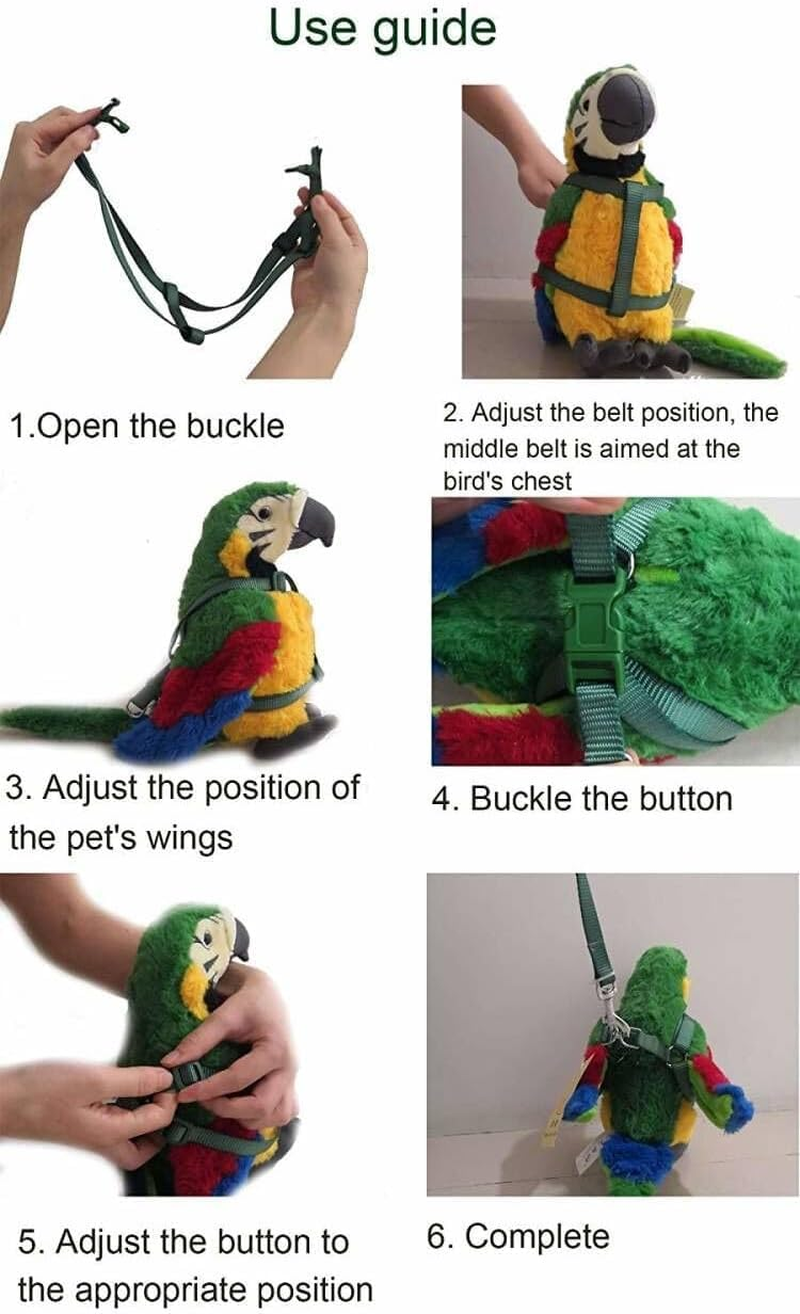 Pet Bird Harness and Leash with Buckle Adorable Rainbow Design Safe Parrot Leash Pet Harness Outdoor Adjustable anti Bite Training Rope for Macaw Large Size Bird (Color, 1.5 * 120CM) image number 3