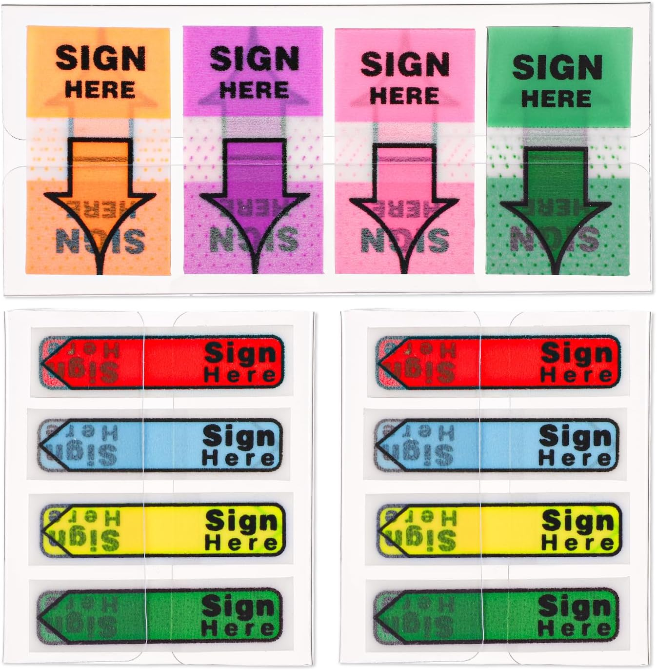 600Pcs/6 Packs Sign Here Tabs, Arrow Labels Stickers Sign Here Flags Sticky Signature Tabs Adhesive Message Post Tags for Documents Notebooks Home Office School Supplies (Red 2)