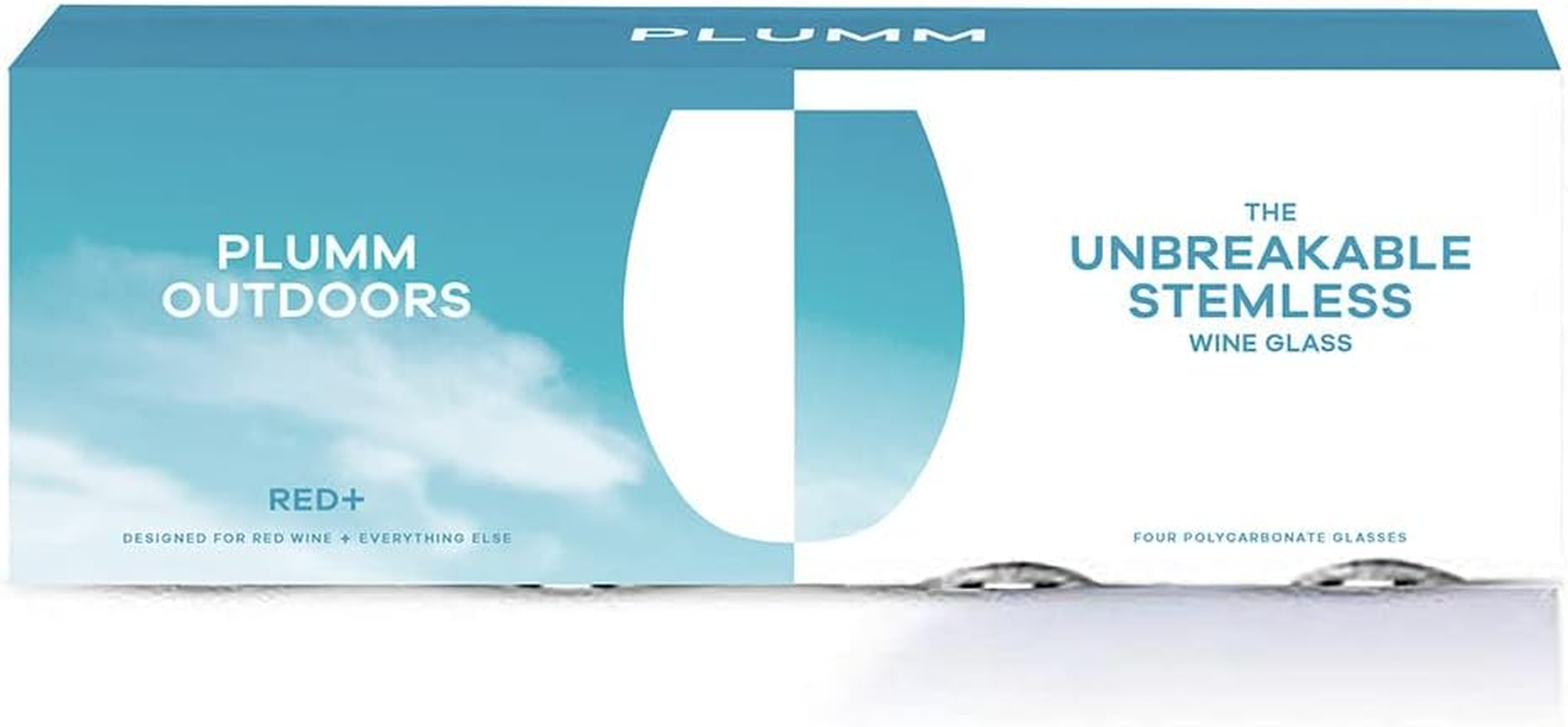 Plumm Outdoors Stemless Red+ Stemless RED+ Wine Glasses, Clear, PLUOTPG5510 image number 2