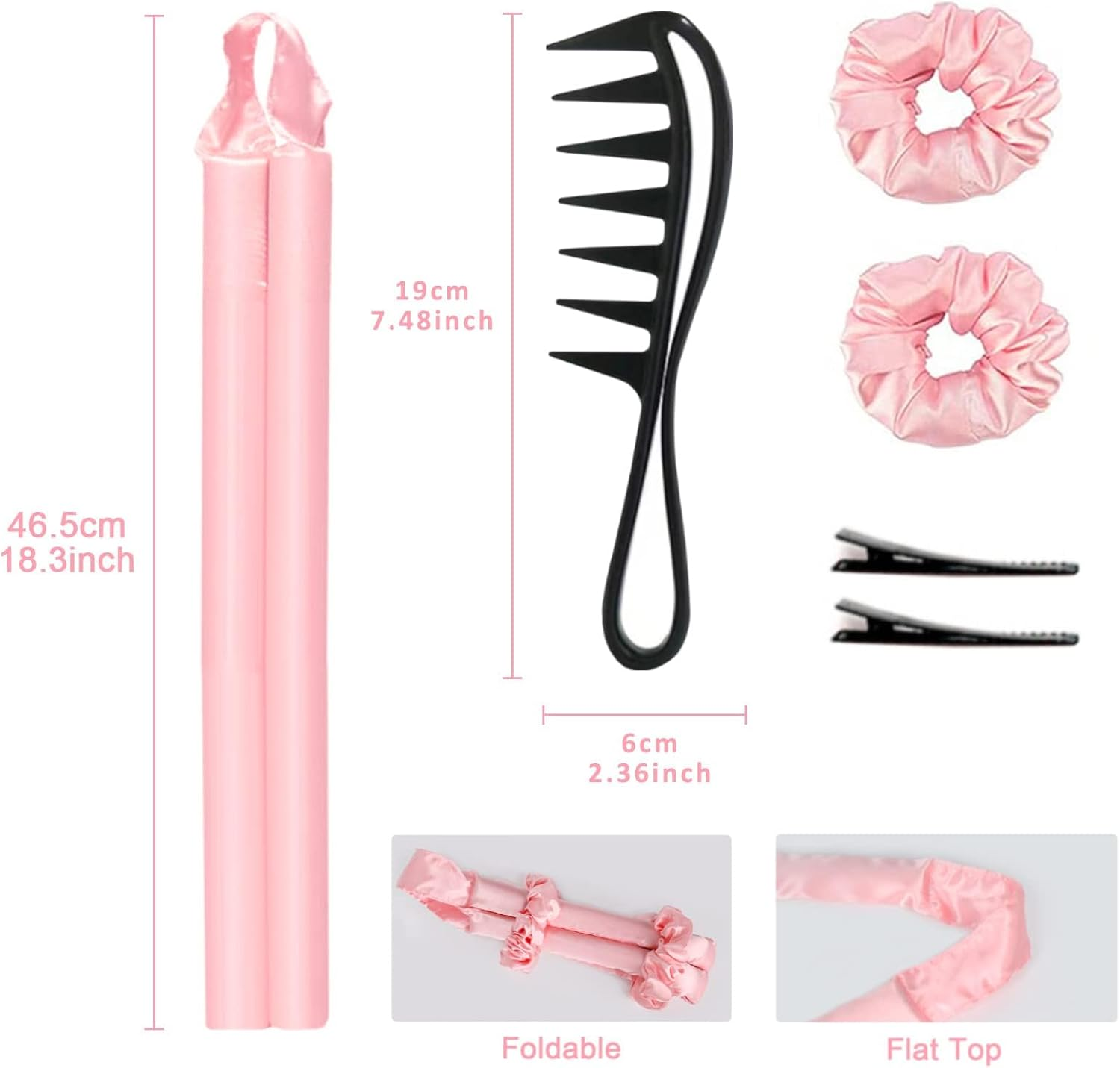 Heatless Curlers Headband, DIY Styling Curling Rod, Soft Sleeping Wave Curls Tools with Flower Patten Elastic Hair Band, No Heat Rollers Rod for Long Medium Hair (Comb) image number 3