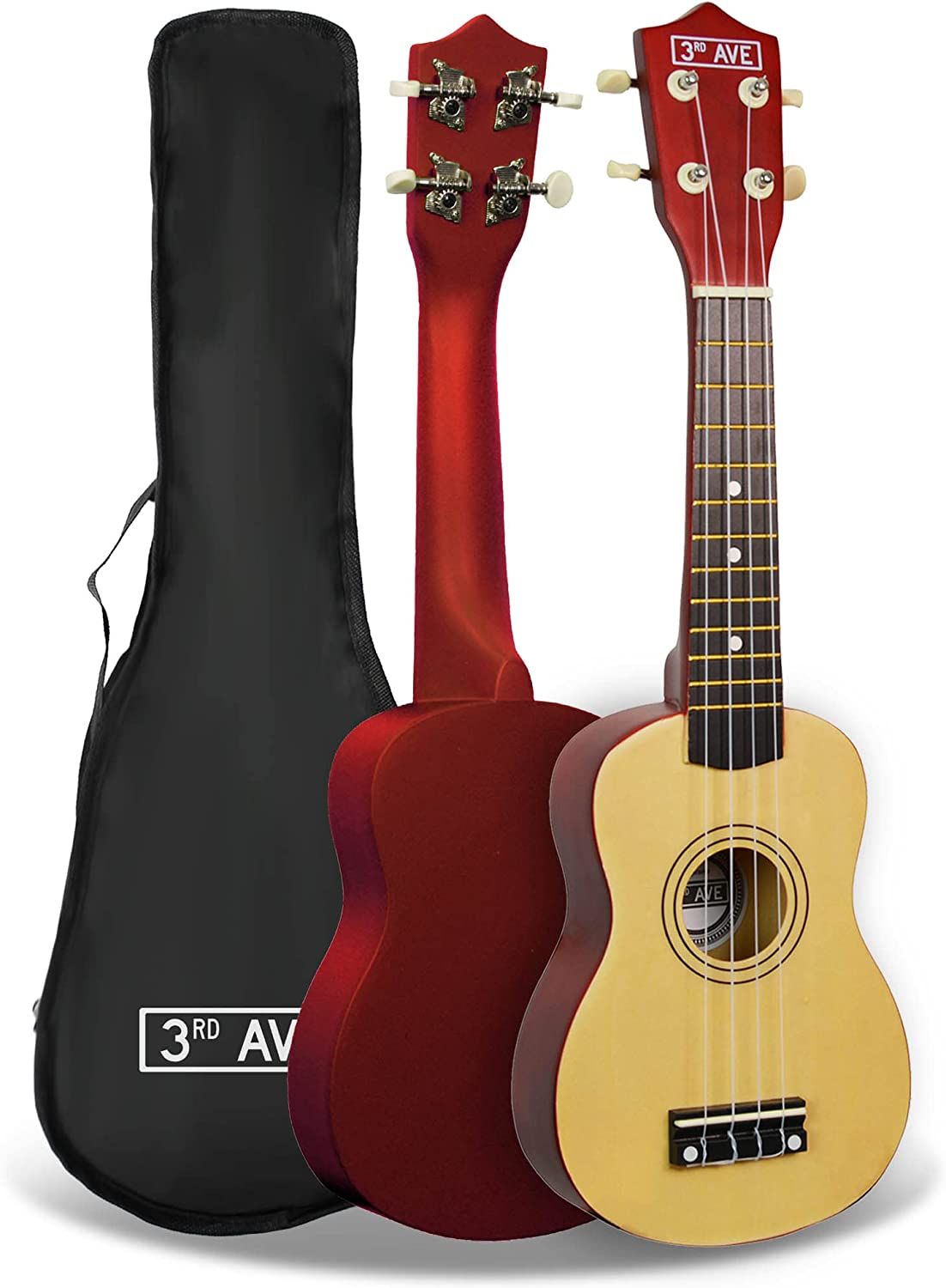 3Rd Avenue Soprano Ukulele Beginner 21 Inch 4 Nylon Strings with Free Uke Bag &ndash; Red