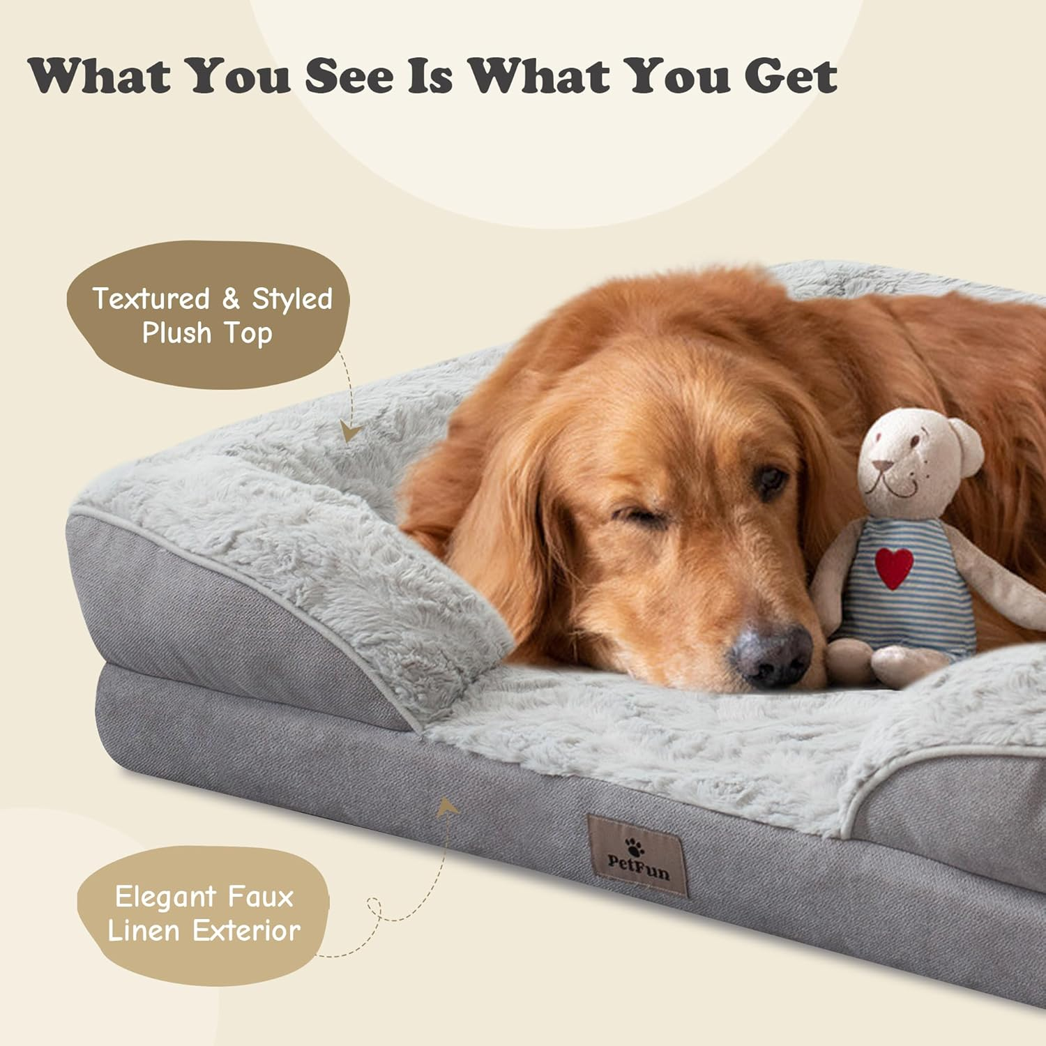 XXL Orthopedic Dog Bed - Washable Dog Sofa Beds for Giant Dogs, Supportive Foam Pet Couch Bed with Removable Washable Cover, Waterproof Lining and Nonskid Bottom image number 2