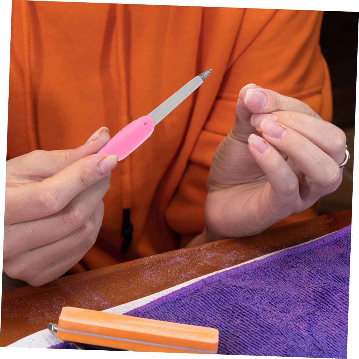 LIFKOME 8Pcs Folding Mini Nail Files Small Trim Nail Buffer Double-Sided Sanding Manicure Pedicure Tools for Travel and Home Use Pink image number 5