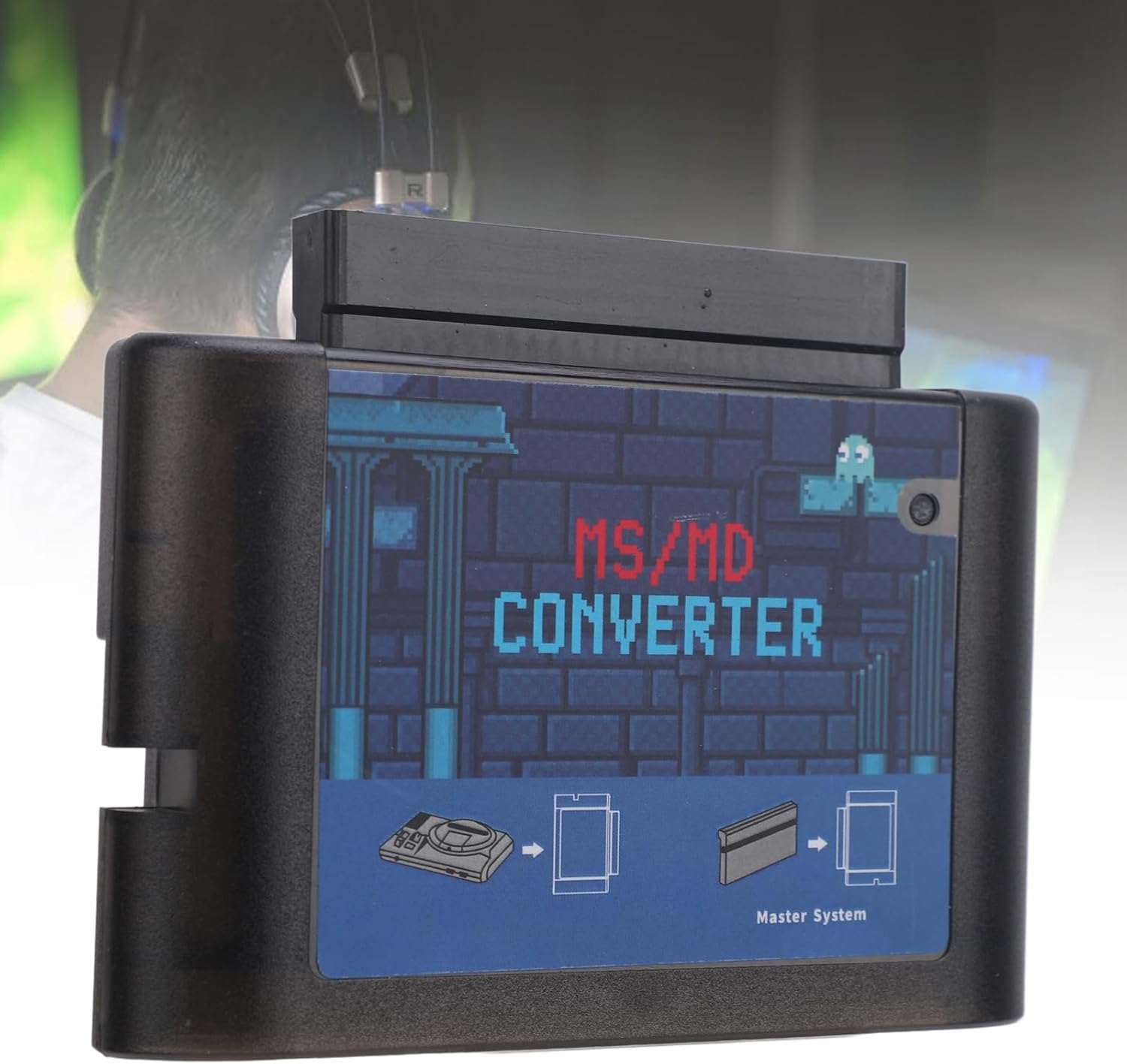 MS to MD Game Card Adapter for Retron 5 3 2, MS to MD Game Video Converters for Mega Drive for Genesis, MS to MD Game Burner Card Converter Enriched Gaming Experience (Black Transparent) image number 3