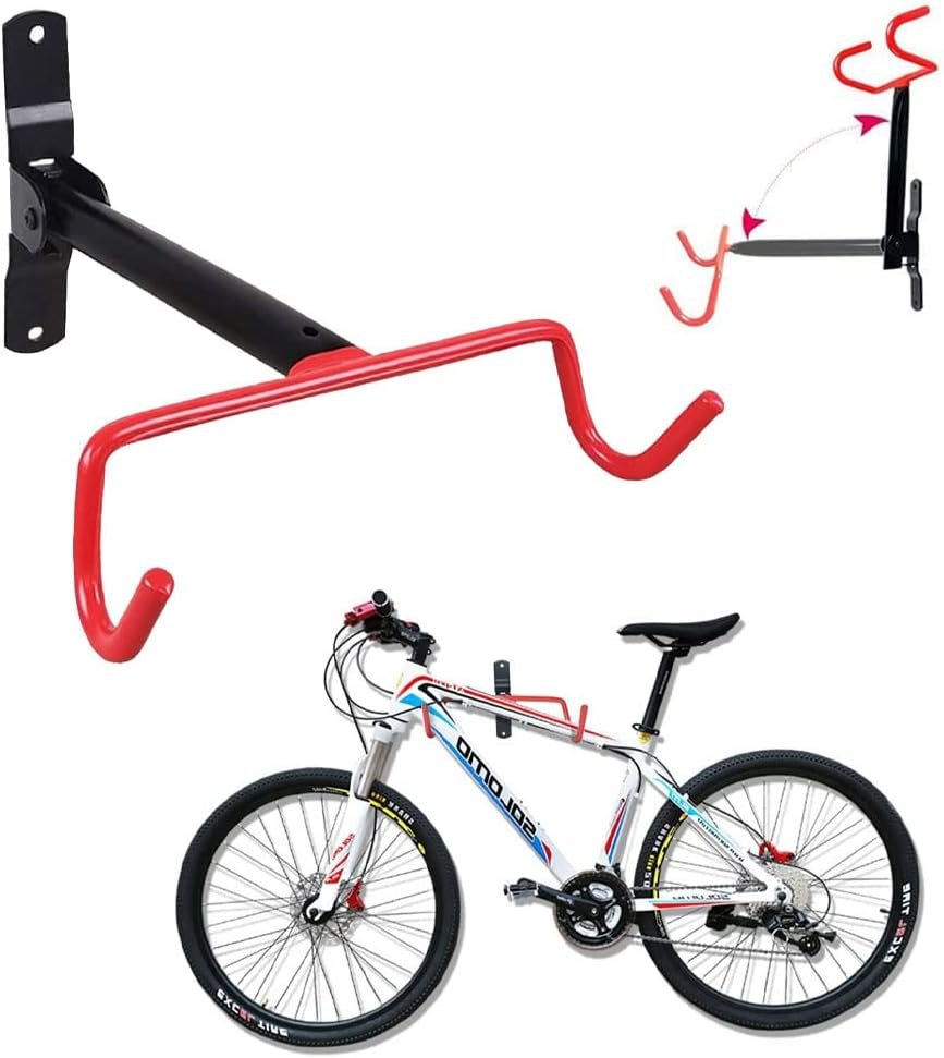 Bike Wall Mount Bike Hanger Foldable Bicycle Storage Horizontal Bike Rack Bike Hook for Garage Indoor Shed with Screws image number 3