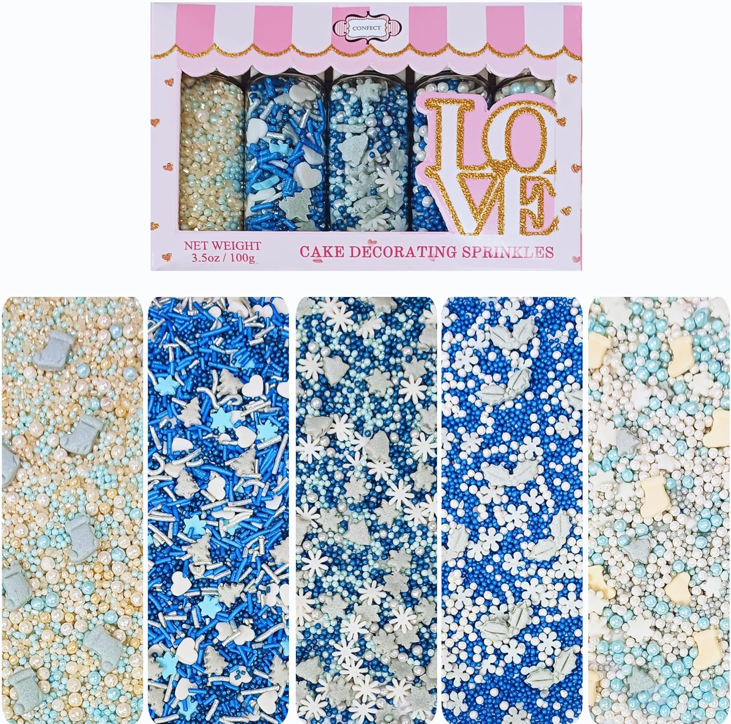 Confect Christmas Sprinkles | Sprinkles for Baking & Cake Decorative | Cookie Sprinkles| Dessert Decorating Sprinkles - 3.5 Oz (New-Cc-Sprinkles-28) - New-Cc-Sprinkles-27 image number 2