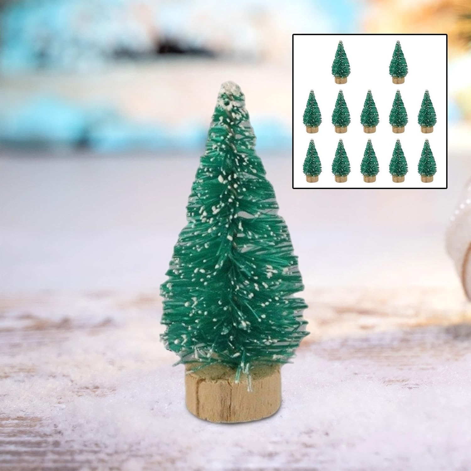 12 Pieces Mini Christmas Tree Ornaments Artificial Christmas Tree Xmas Trees for Tabletop image number 6