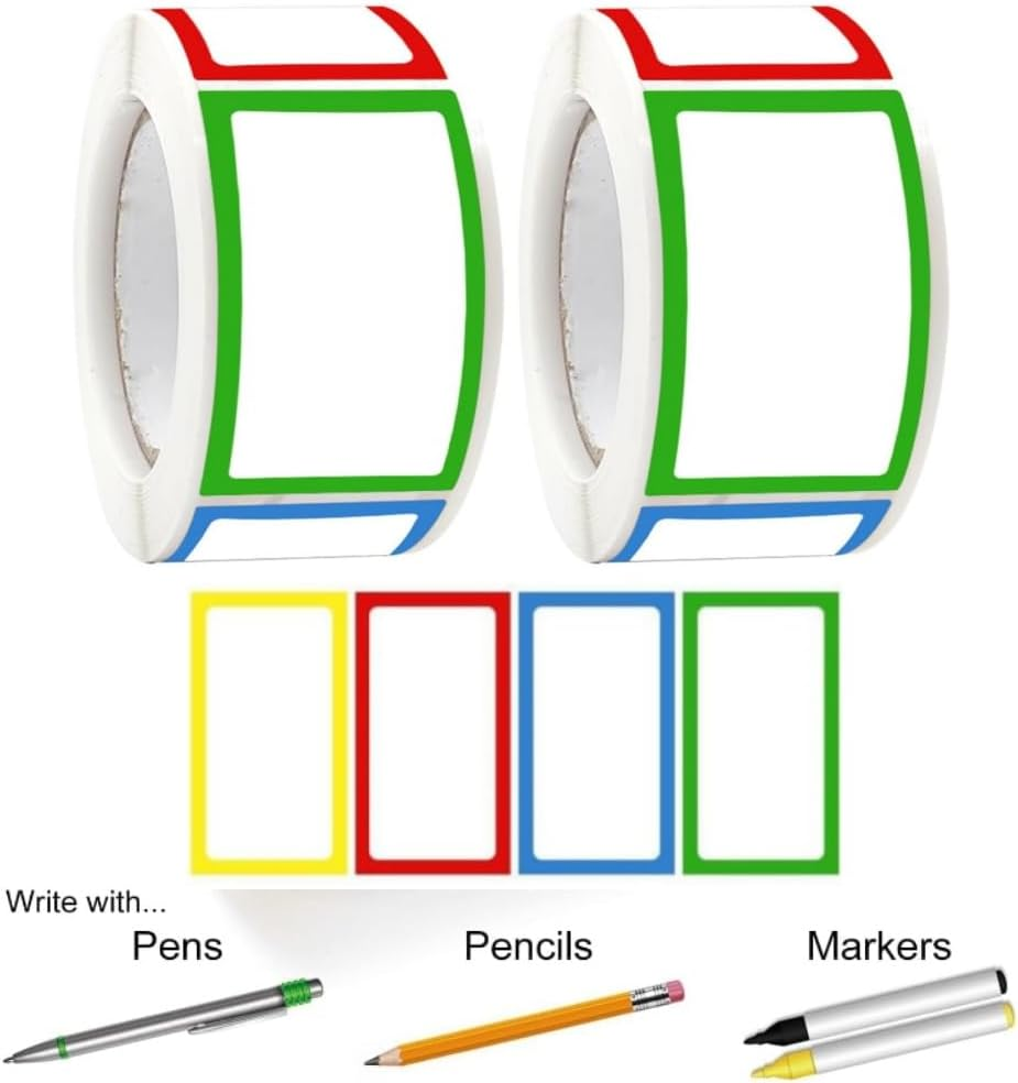 1000Pcs Adhesive Name Tag Labels Stickers, 25 X 45Mm Colored Blank Name Tag Category Tags Category Tag Stickers with Strong Adhesion for Office School and Home(4 Colors)