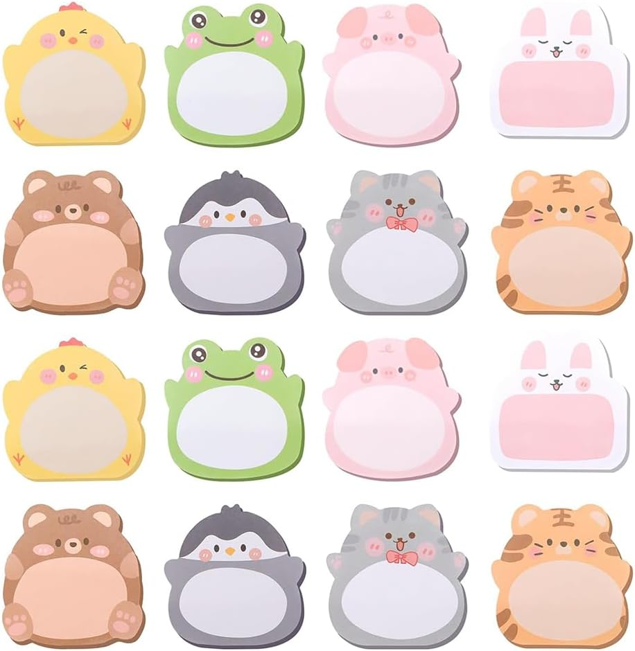 16Pcs Sticky Notes Cartoon Animal, Cute Self-Stick Note Pad Set, Mini Sticky Notes Set, Animals Sticky Notes, Mini Sticky Notes, Self-Adhesive Notes,Cute Sticky Notes Cartoon Animal Sticky Memo Pads image number 1