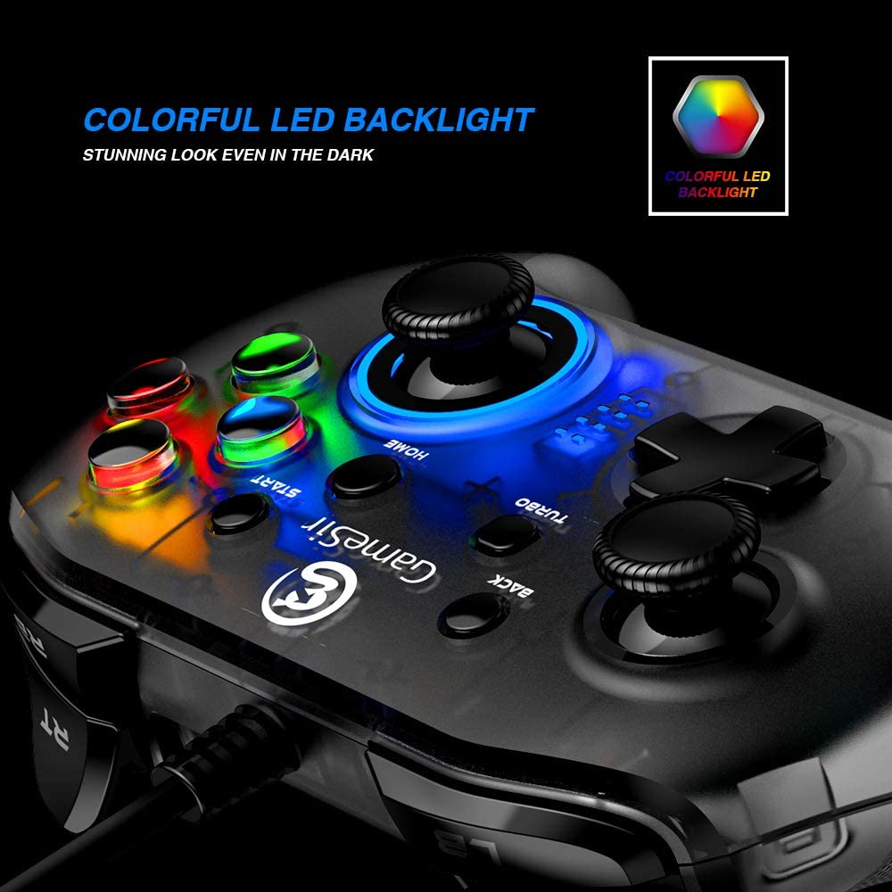 Gamesir T4W PC Controller Wired Game Controller for Windows 10/8.1/8/7 Dual Shock Game Gamepad, USB Gamepad with LED Backlight Joystick Vibration Feedback, Semi-Transparent Design image number 3