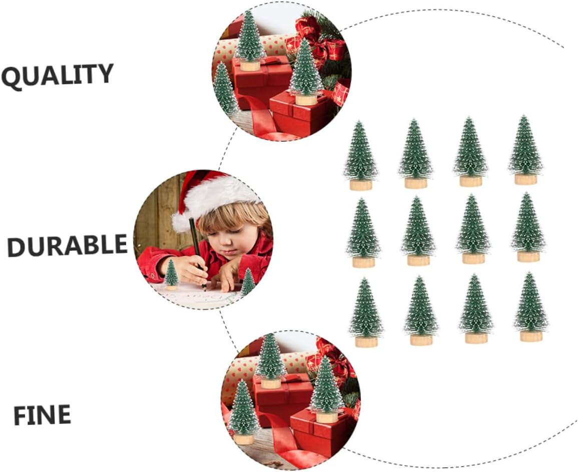 12Pcs Mini Christmas Tree Decorations Xmas Tree Adornments for Tabletop Window Display and Home Decor image number 3