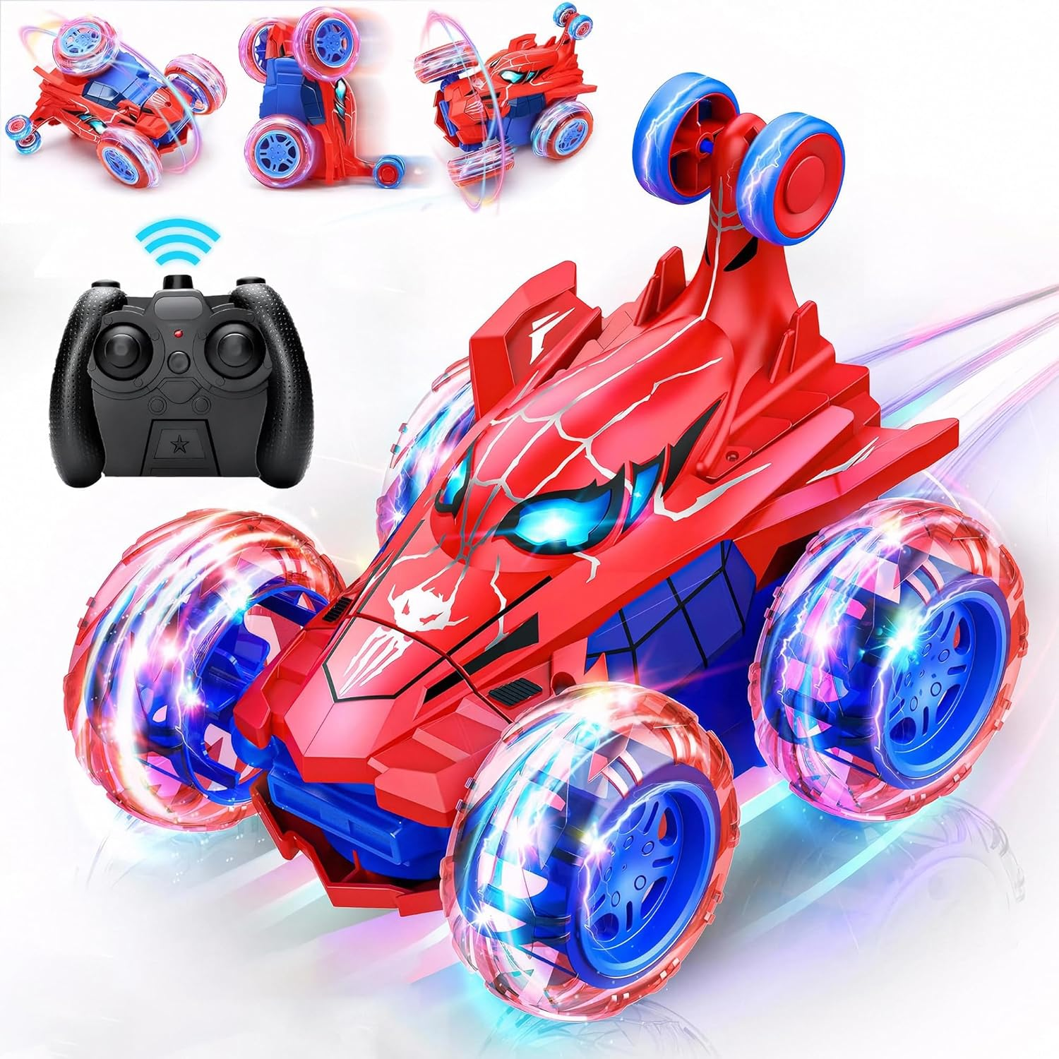 Spider Remote Control Stunt Car, 360&deg; Rotating 4WD Off-Road Double Sided RC Car with Cool Light for Kids Boys Girls Birthday Gift Age 3 4 5 6 7 8 image number 4