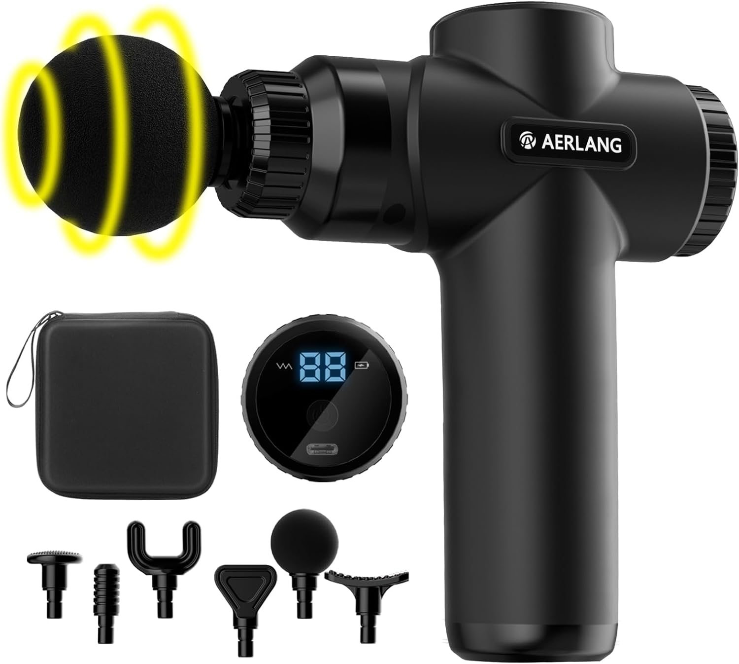 AERLANG Massage Gun, Massage Gun Deep Tissue, with 10 Speed Levels, Type-C Charging, Portable Handheld Muscle Massager, Home and Office Use, Ideal Gifts for Men